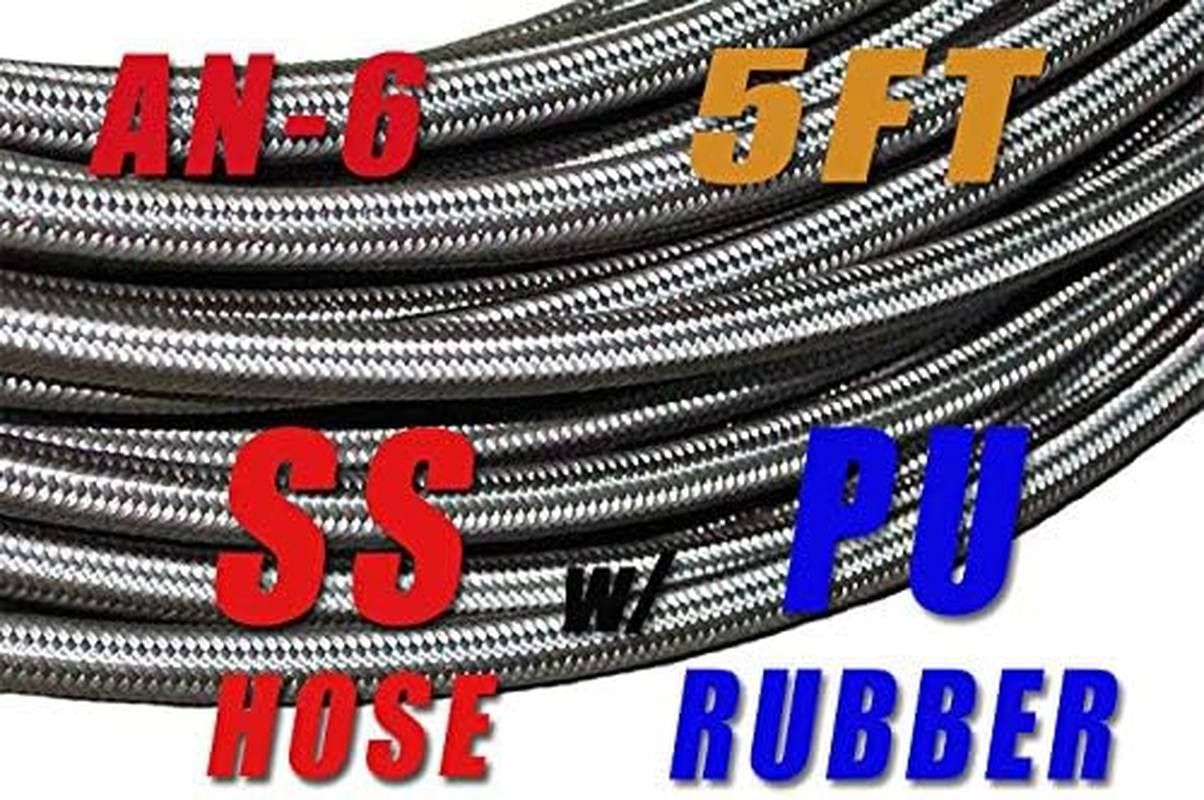 -6 an AN6 Stainless Steel Braided Fuel Line Hose 8.3Mm (5/16") &ndash; Price for 5FT image number 1