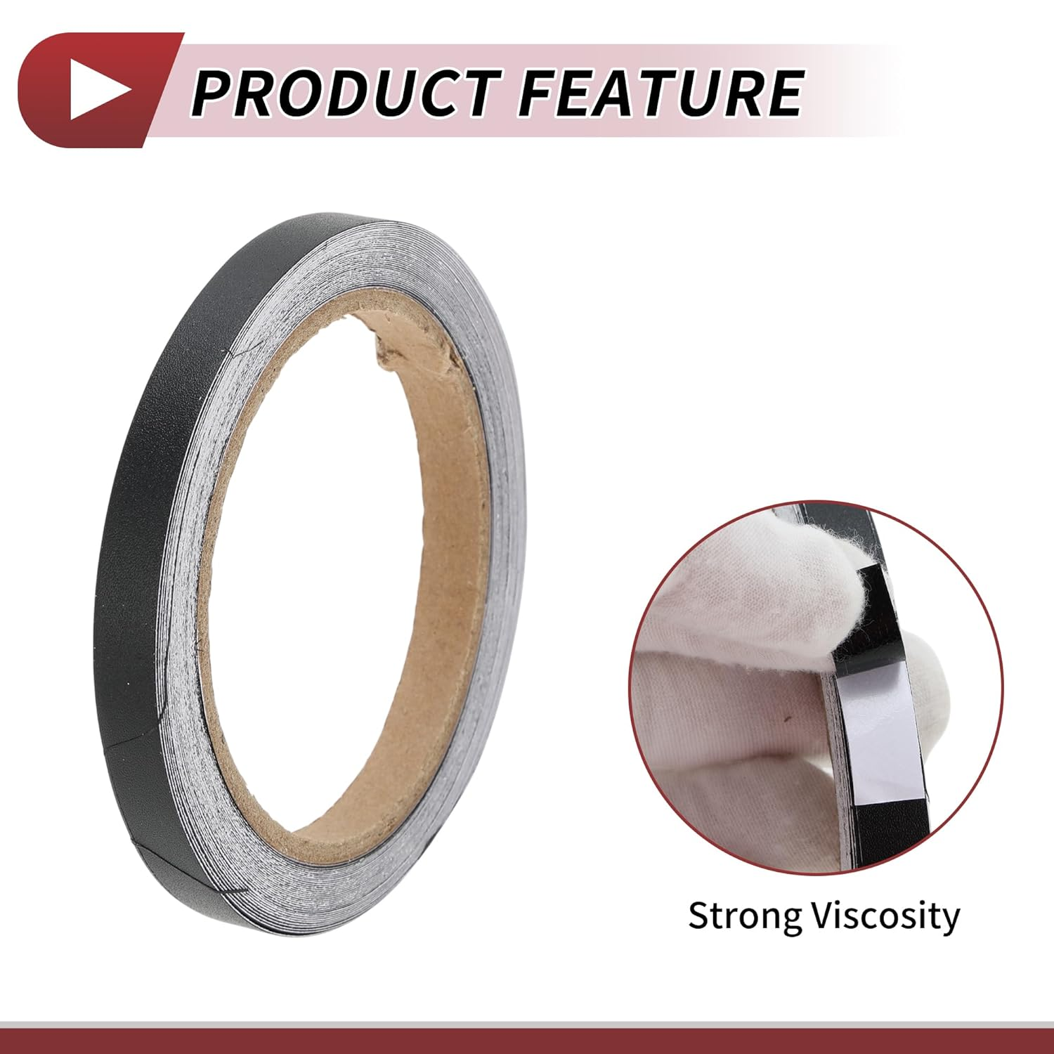 X AUTOHAUX Pinstripe Tape 15Mmx10M Car Stripes Pinstripe Decals for Car Motorcycle and Boat Racing Stripes DIY Stickers Matte Black 1 Pc image number 3