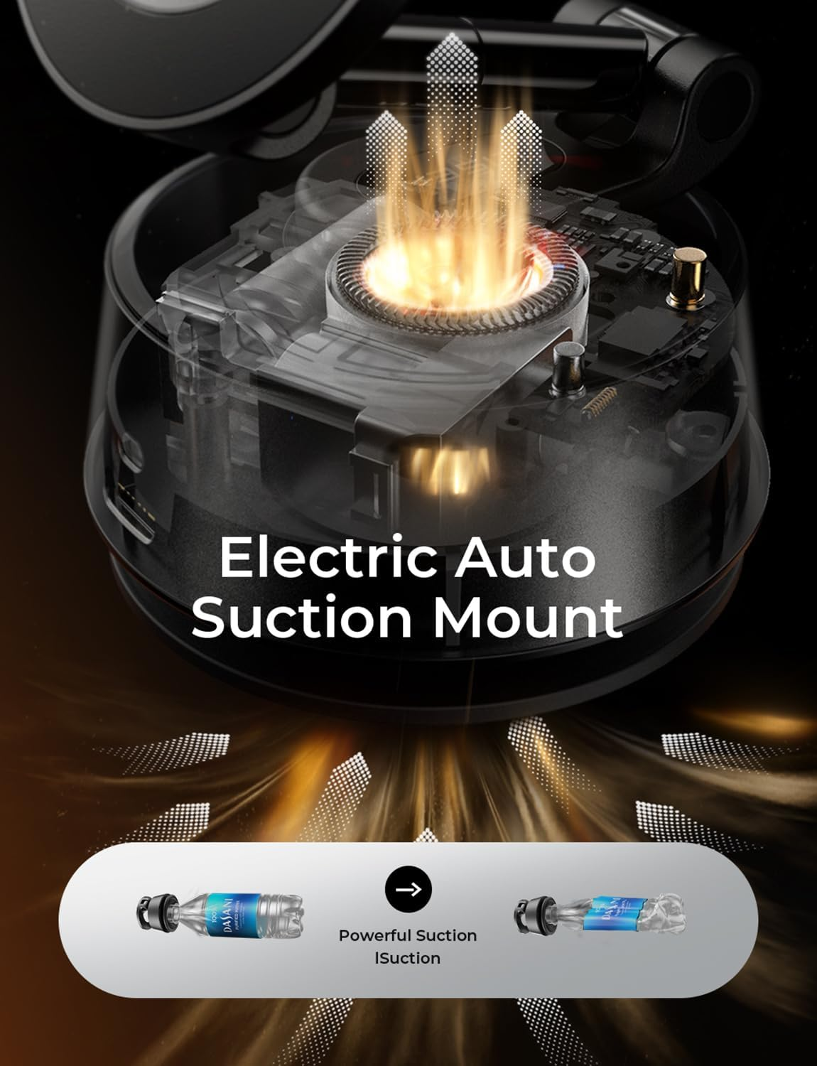 LISEN Electric Retractable Car Phone Mount, Dash Cell Phone Holder Electric Vacuum Suction Cup Mount, Fit Any Angle,Any Position, for Iphone 16 15 14 13 12 Pro Max Mini Samsung Android and Smartphones