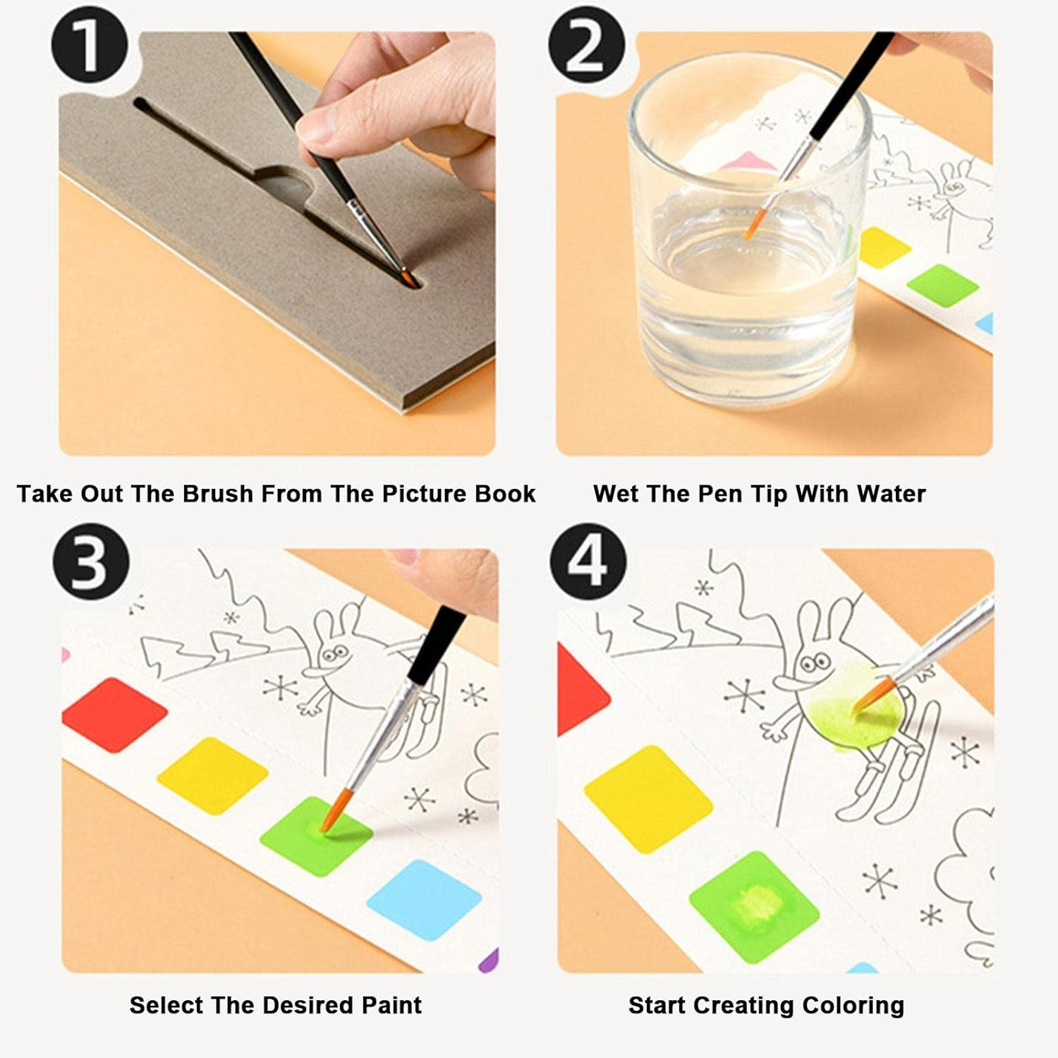 Gouache Doodle Picture Book - Children Draw Light Color Gouache Doodle Picture Book - Harmless Drawing Tool 6 Style Painting Book for School Kids Painting Lovers Veegap image number 4