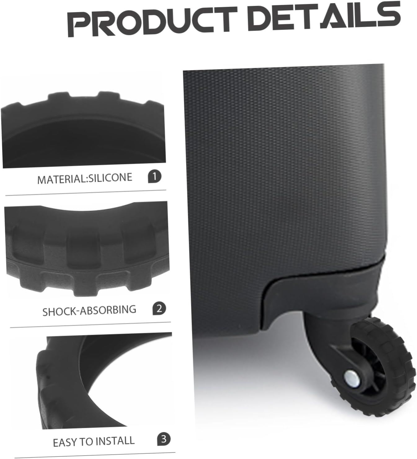 TOPPERFUN 8Pcs Silicone Luggage Wheel Covers 55X55X15Mm Anti-Shock Noise-Reducing Chair Wheels Covers Suitcase Feet Protectors for Office Chairs and Travel Suitcases