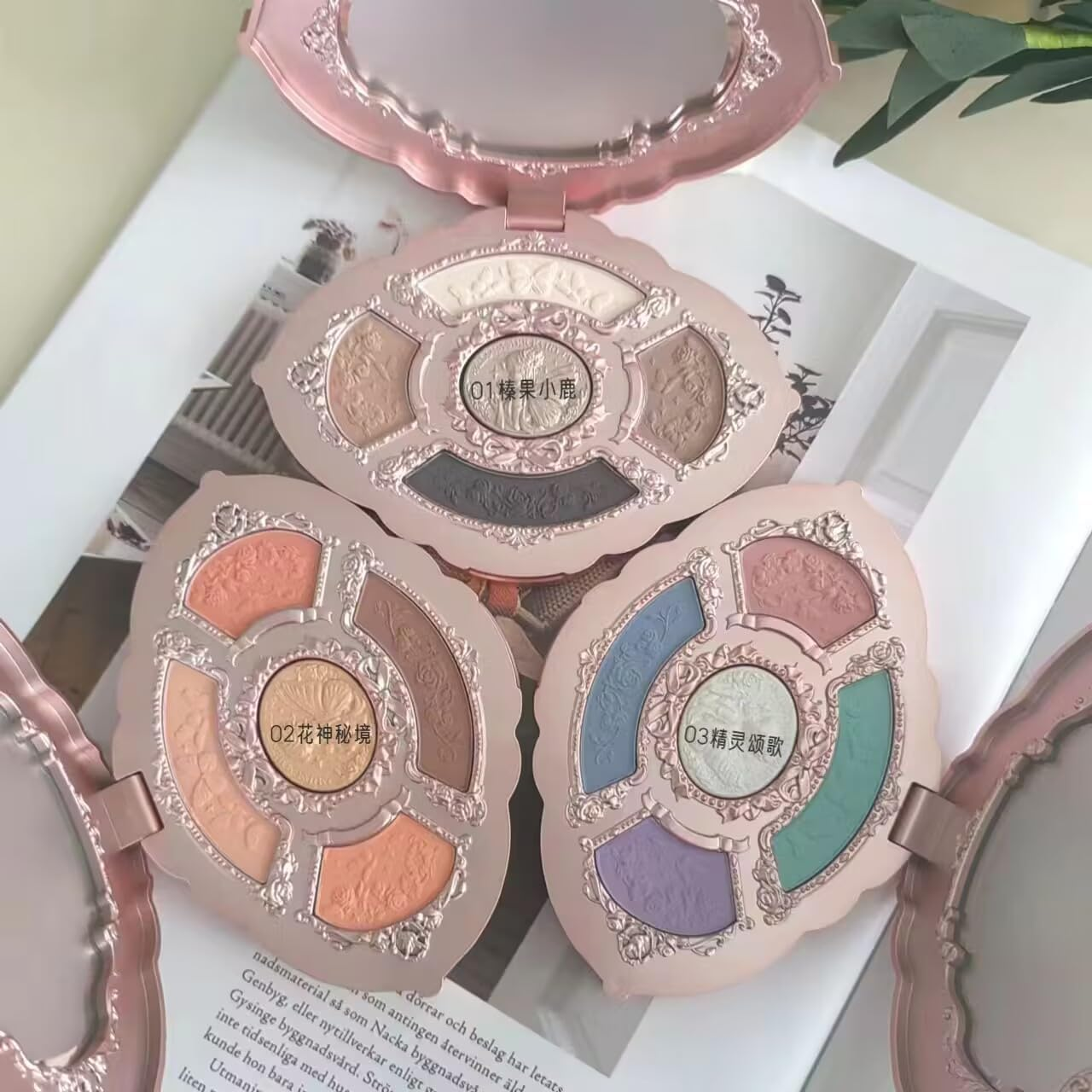 Flower Knows Midsummer Fairytales Embossed Five Color Pressed Glitter Eye Shadow Natural Shimmer Pigment Eye Shadow Pallete (C02) - C03 image number 3