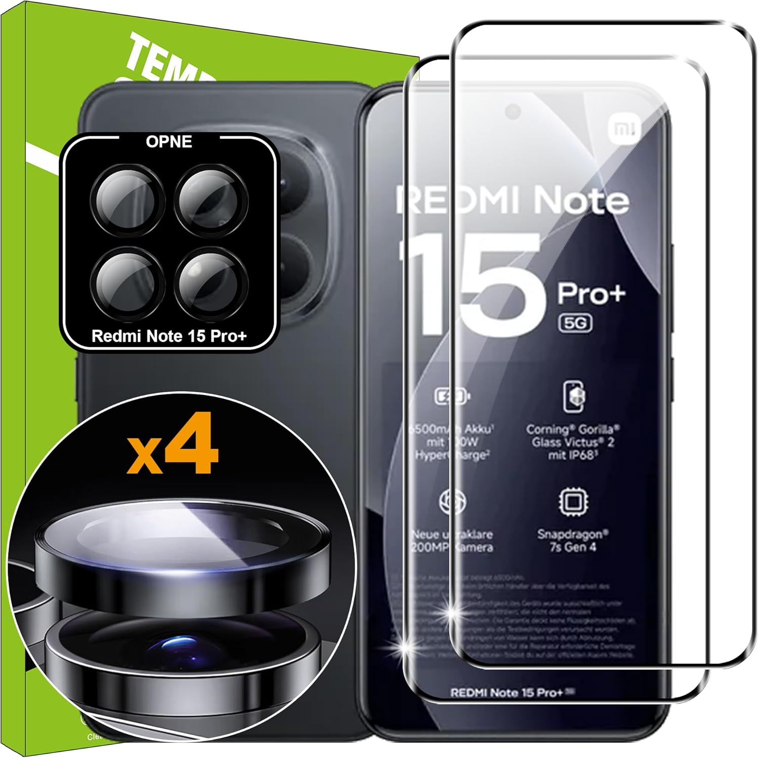 Lemxiee Screen Protector for Xiaomi Redmi Note 15 Pro plus & 15 Pro+ 5G Tempered Glass [2+1 Pieces] Camera Protection + HD 9H Hardness Screen Protector Film image number 4