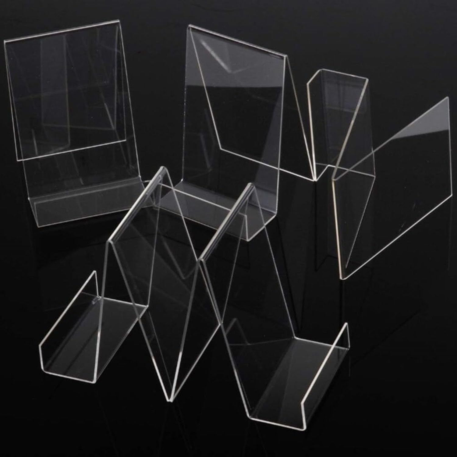 Acrylic Book Stand Clear, 10 Pcs Book Holders Display Shelf, Multi-Functional Display Easel Desktop Decorative Storage Rack Acrylic Sign Holder with Vertical Slanted Back Tablet Holder (2)