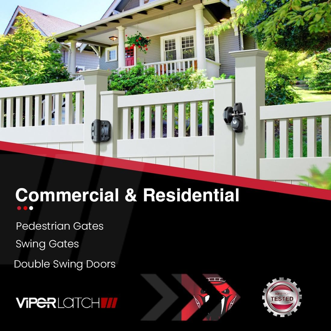 Safetech Hardware Romak Slv-Viper-X2 Double Sided Gravity Latch for Gate Black Polymer, Black image number 6