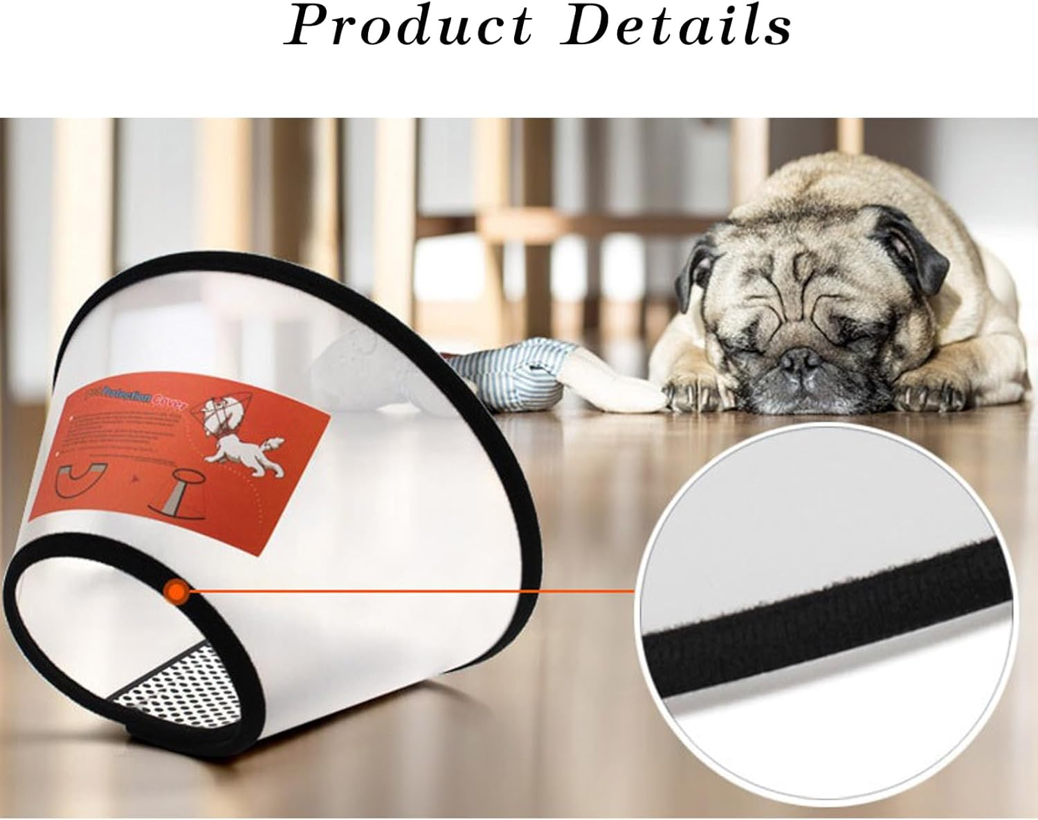 Pack of 2 Cat Collars for Dogs Pets Protective Collar Cone Collars Made of Plastic, Lightweight Elizabethan Collar, Adjustable Cone for Cats Small Dogs image number 3