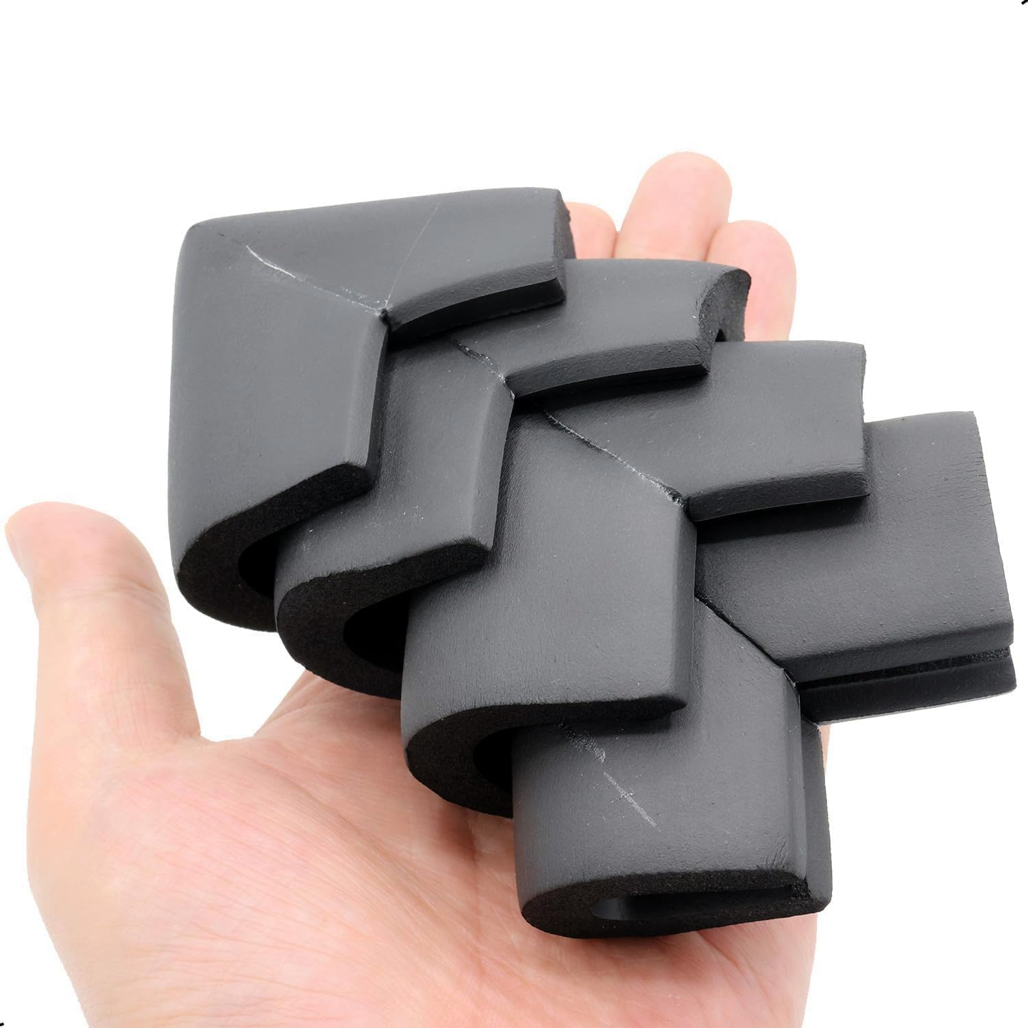 4 Pack Foam Corner Guards Edge Protectors, Safety Bumper W Self-Adhesive Tape Furniture Corner Glass Coffee Table Edge Guard Soft Rubber Baby Proofing, U Type,Black - White image number 3