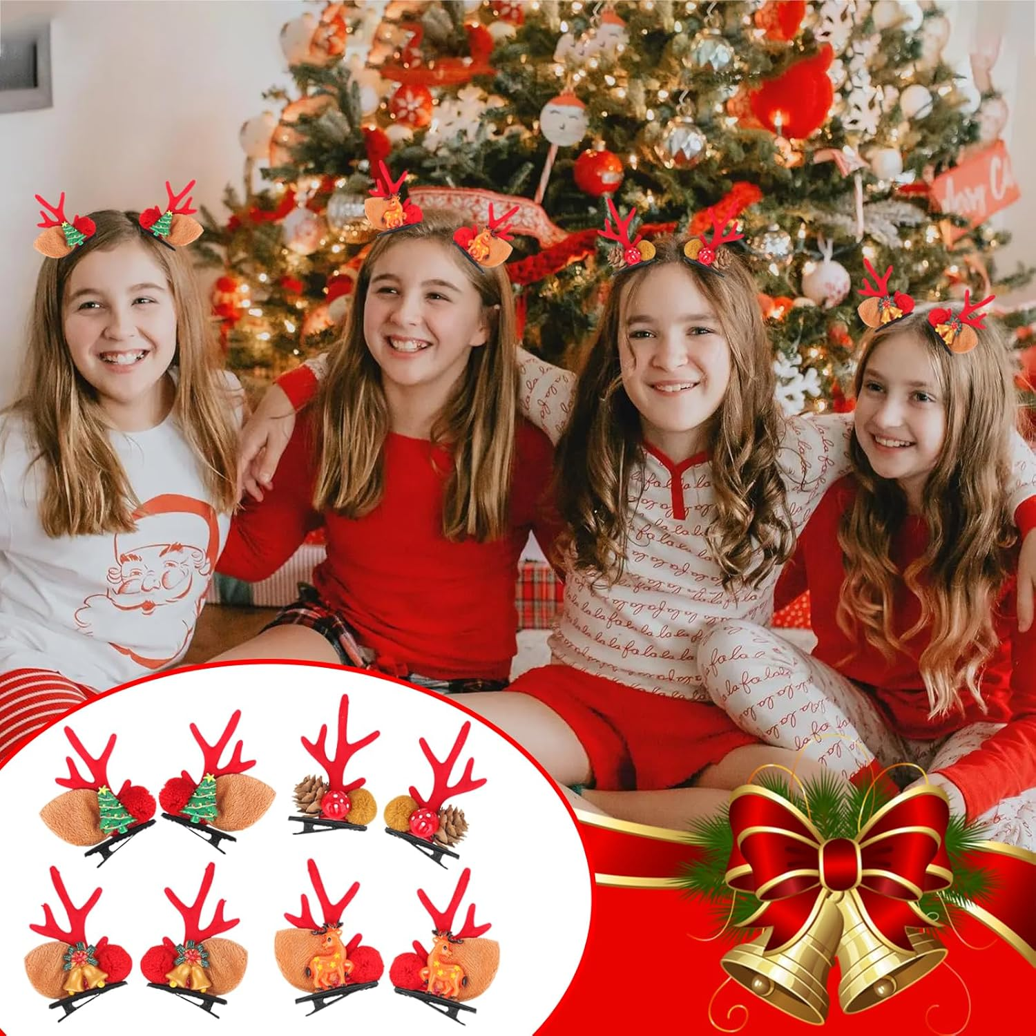 Pack of 18 Christmas Hair Clips, Antlers Hair Clips, Christmas Hair Clips, Christmas Antler Hair Clips, Reindeer Antlers Hair Pins, Christmas Gifts for Girls Women (A) image number 1