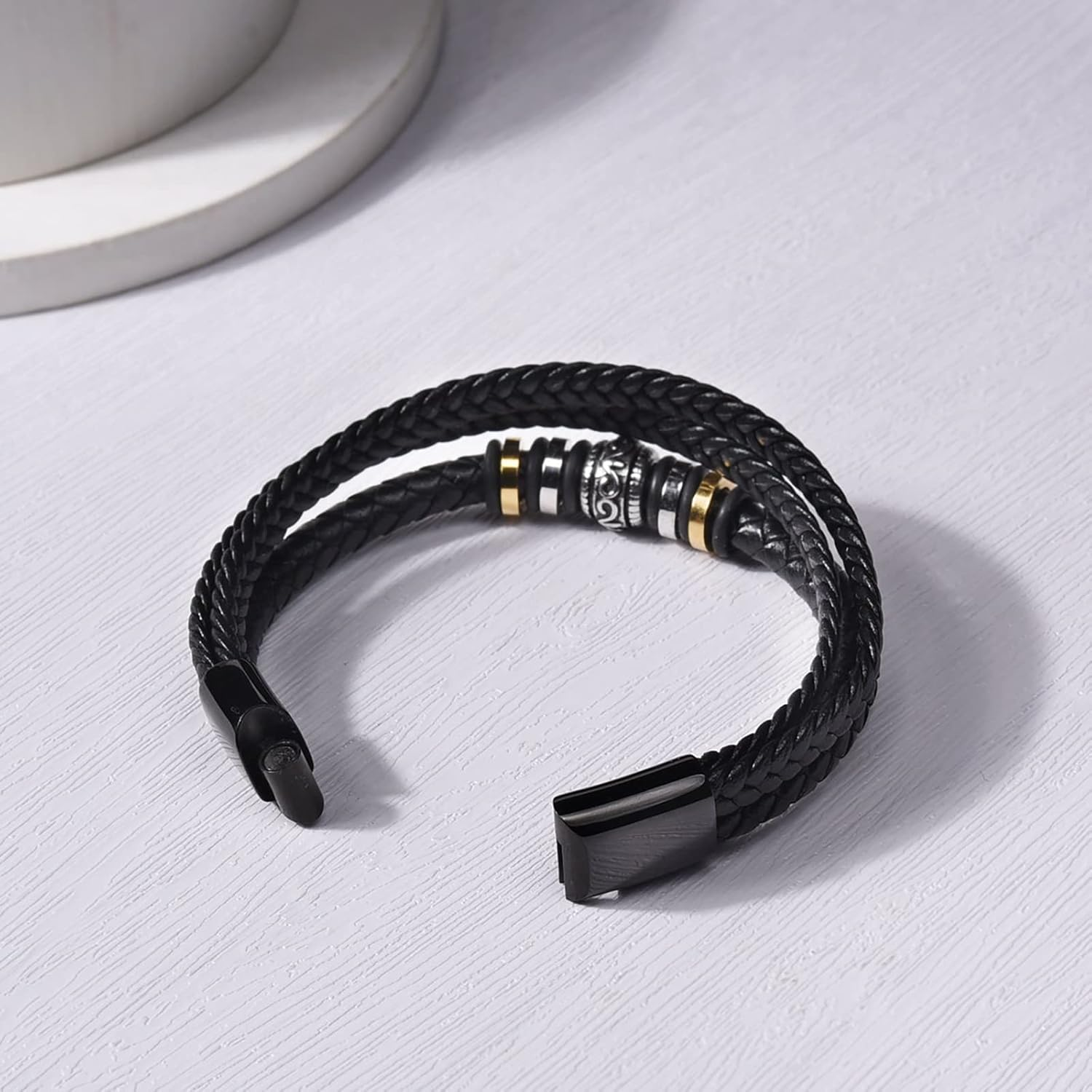 YSSHIN Grandson/Son/ Brother Bracelet, Grandson Gifts from Grandma, Brother Gifts from Sister Braided Leather Bracelet Gifts for Boys Men image number 1