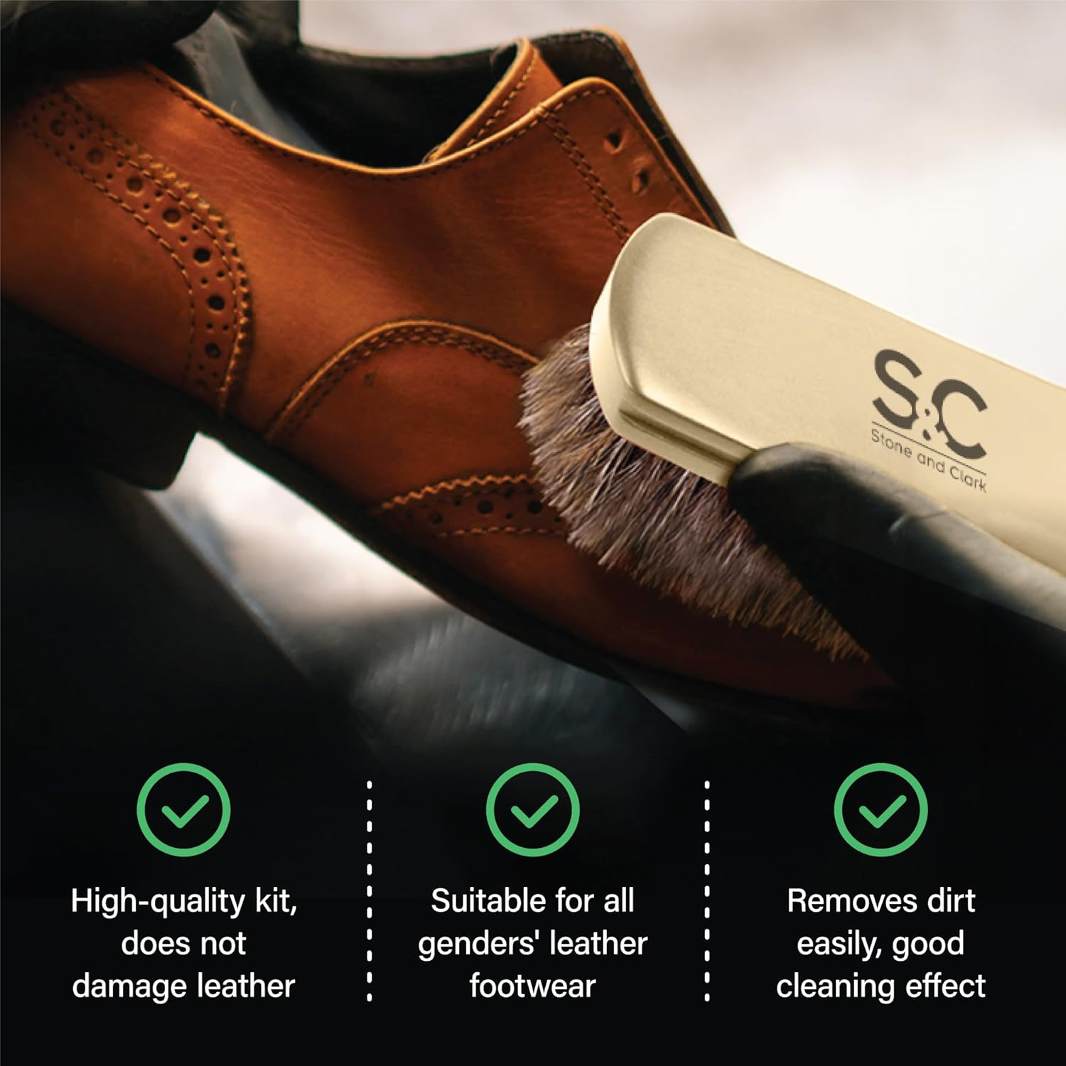 Stone & Clark 12 PC Shoe Polish & Care Kit Leather with Brown Wax Shoe Brushes for Polishing Shine Cloth & Shoe Horn - Hot Red image number 7