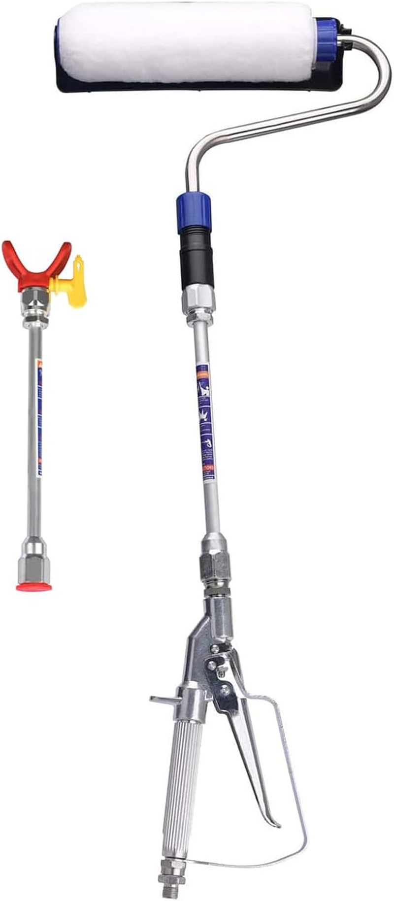 DUSICHIN DUS-133 Power Paint Roller Cover 9 Inch Rotating Painting Tool for High Pressure Paint Spraying Equipment Power Roller 10-Inch Extension Pole 3/4 Nap image number 2