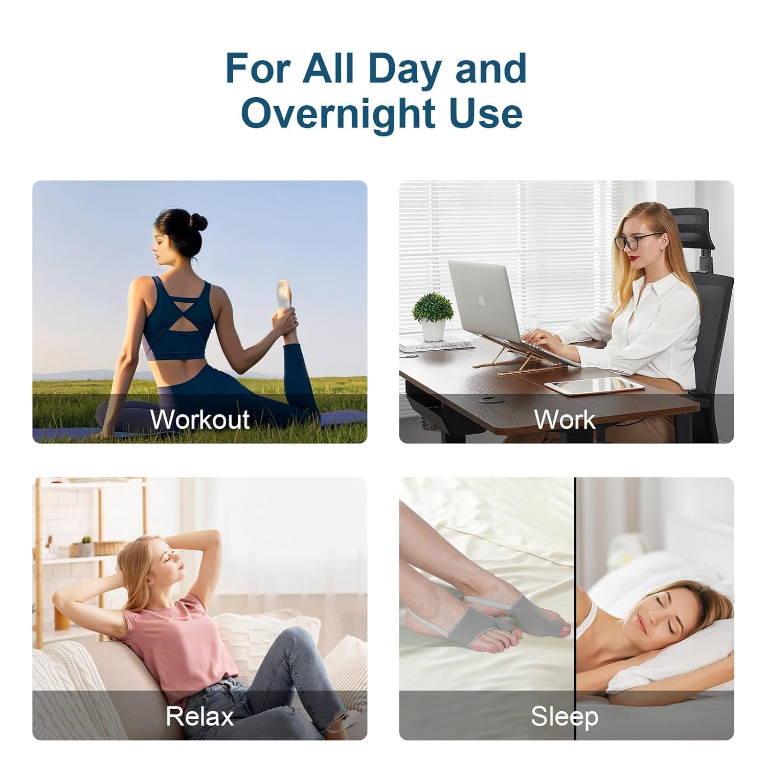 Bunion Corrector for Women Big Toe, Bunion Corrector for Men Hallux Valgus Pain Relief, Big Toe Separator, Comfortable, Breathable & Non-Slip Hammer Toe Straightener, Day/Night Support（2Pcs ） image number 6