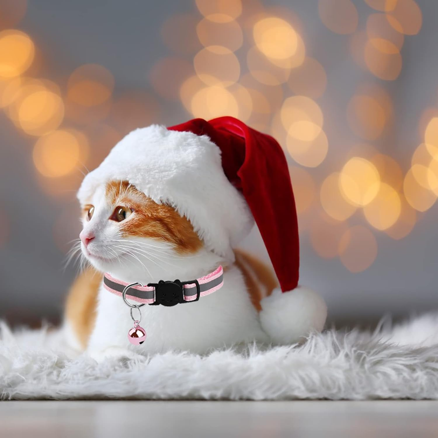 Reflective Cat Collar, Pack of 4, Safety Cat Collars with Quick Release, Adjustable Kitten Collar with Safety Clasp and Bell for All House Cats image number 3