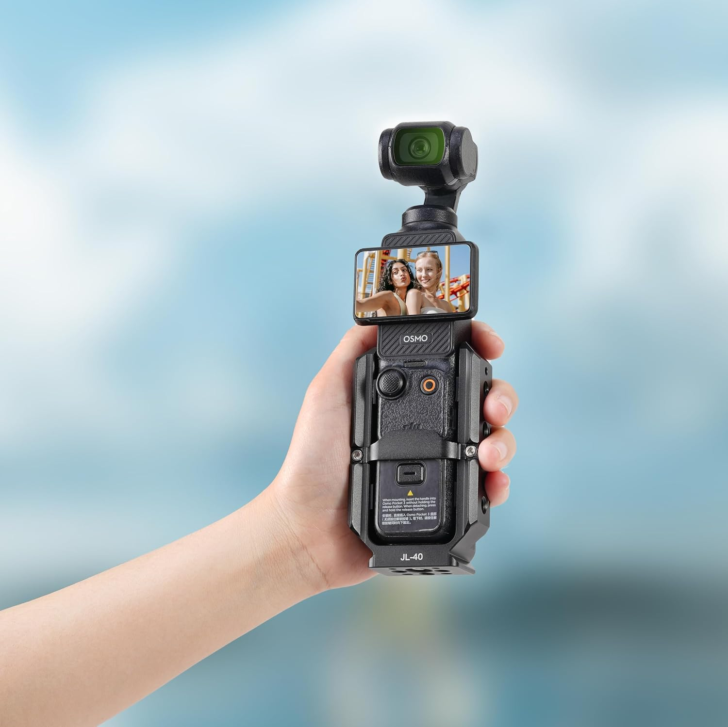 FOTGA Camera Cage Accessories Mount Extension for DJI Osmo Pocket 3 Vlogging Camera Extension Adapter, Protective Cage with Side NATO Rail / 1/4-20 Holes Recording Points/Arca Swiss Base image number 4