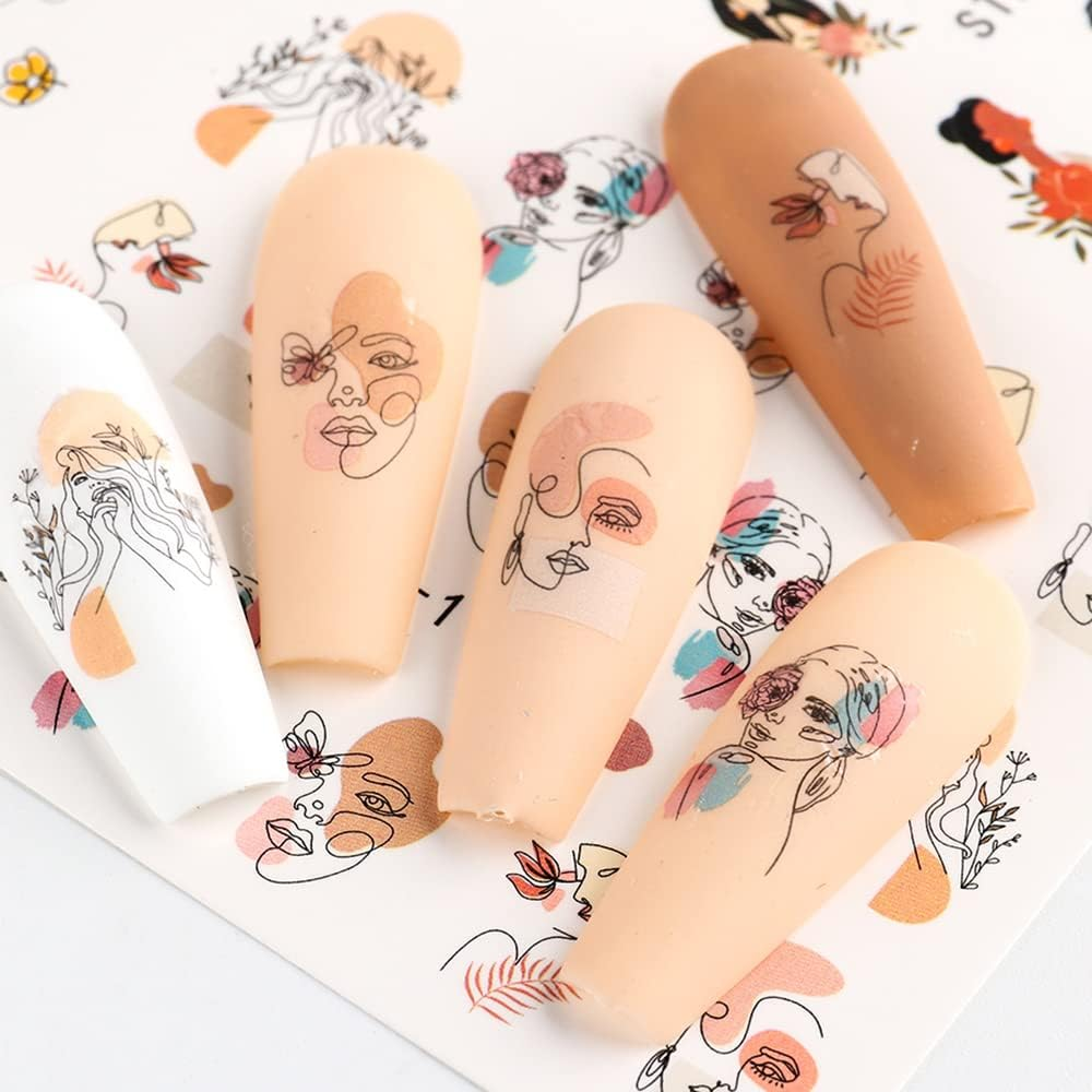 Missjelly Nail Stickers, Flowers Water Transfer, Abstract Nail Stickers, Nail Art Stickers, Nail Tattoos, Nail Design, Manicure, DIY Nail Art Decals for Women and Girls (3 Sheets) image number 3