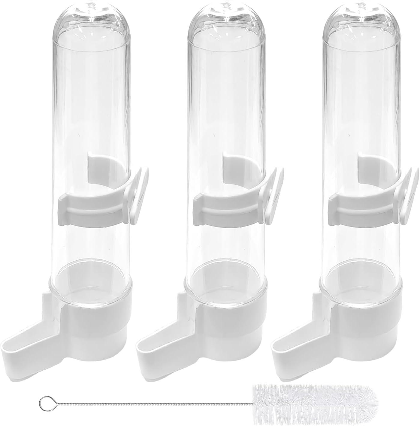 JDNFKG Pack of 3 Parrot Drinking Fountains and 1 X Cleaning Brush, Leak-Proof Hanging, Bird Cage Drinking Device, Accessories for Bird Care image number 2