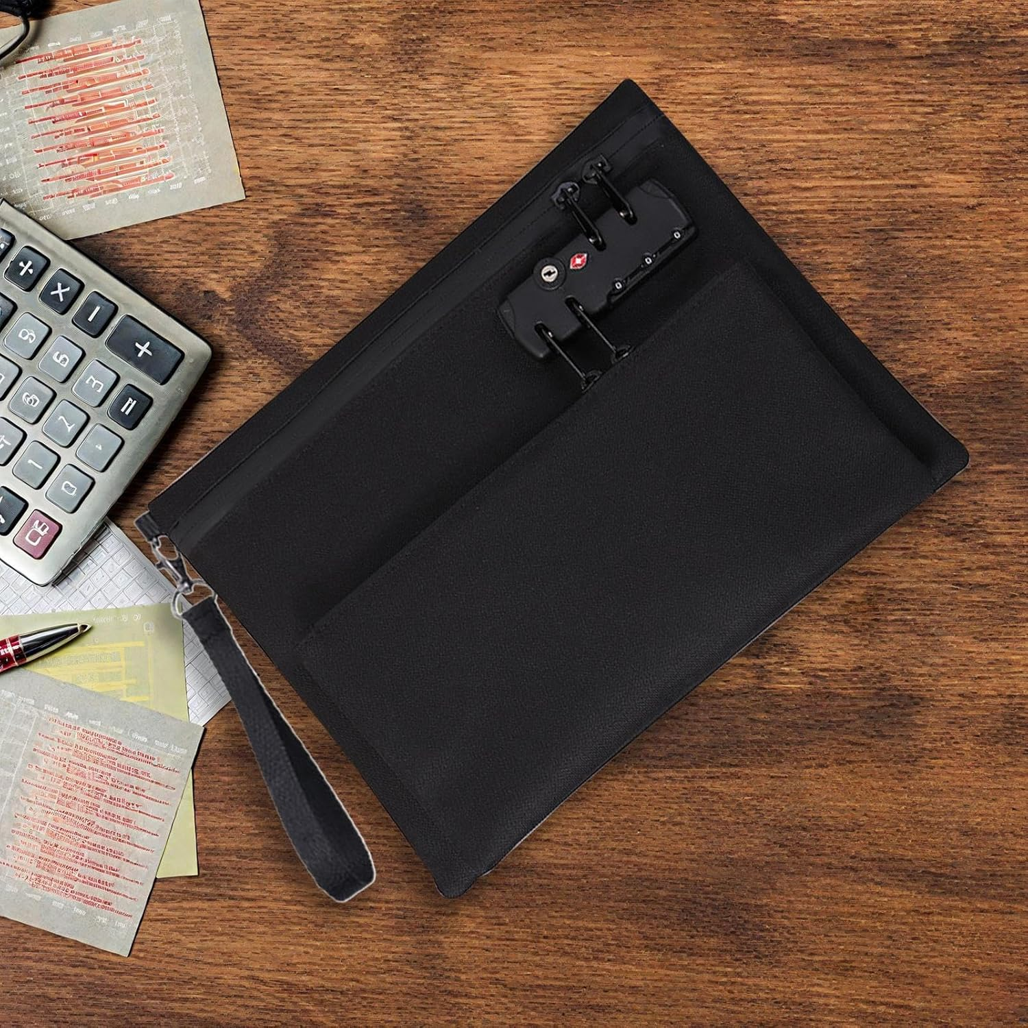 Cash Bag with Lock - Money Bag for Travel and Storage - Double Layer Wallet for Cash Register and Documents image number 2