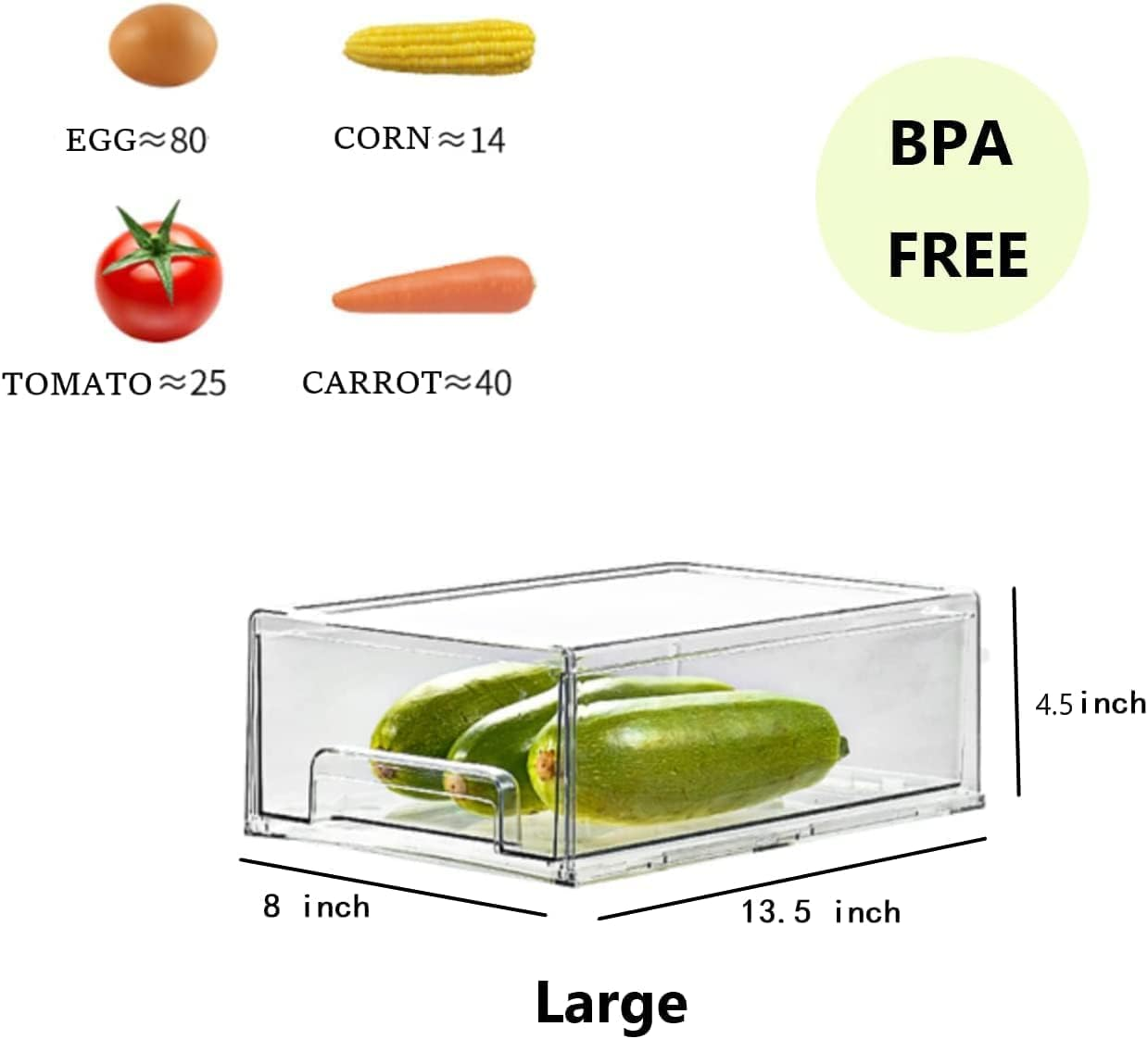 Stackable Storage Drawer, XICEN Clear Pull Out Plastic Food Fridge Organizer Bins for Home Office Pantry Shelf Organization (2 Pack) image number 4