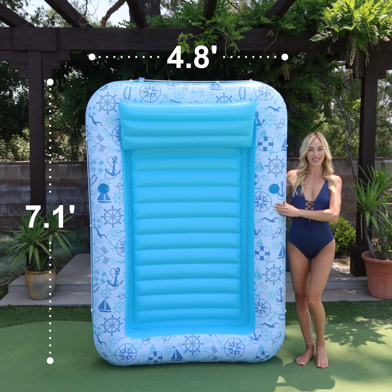 XL Inflatable Tanning Pool Lounge Float - Electric Pump Included - 85&rdquo; X 58&rdquo; - Sunbathing Suntanning (Extra Large)