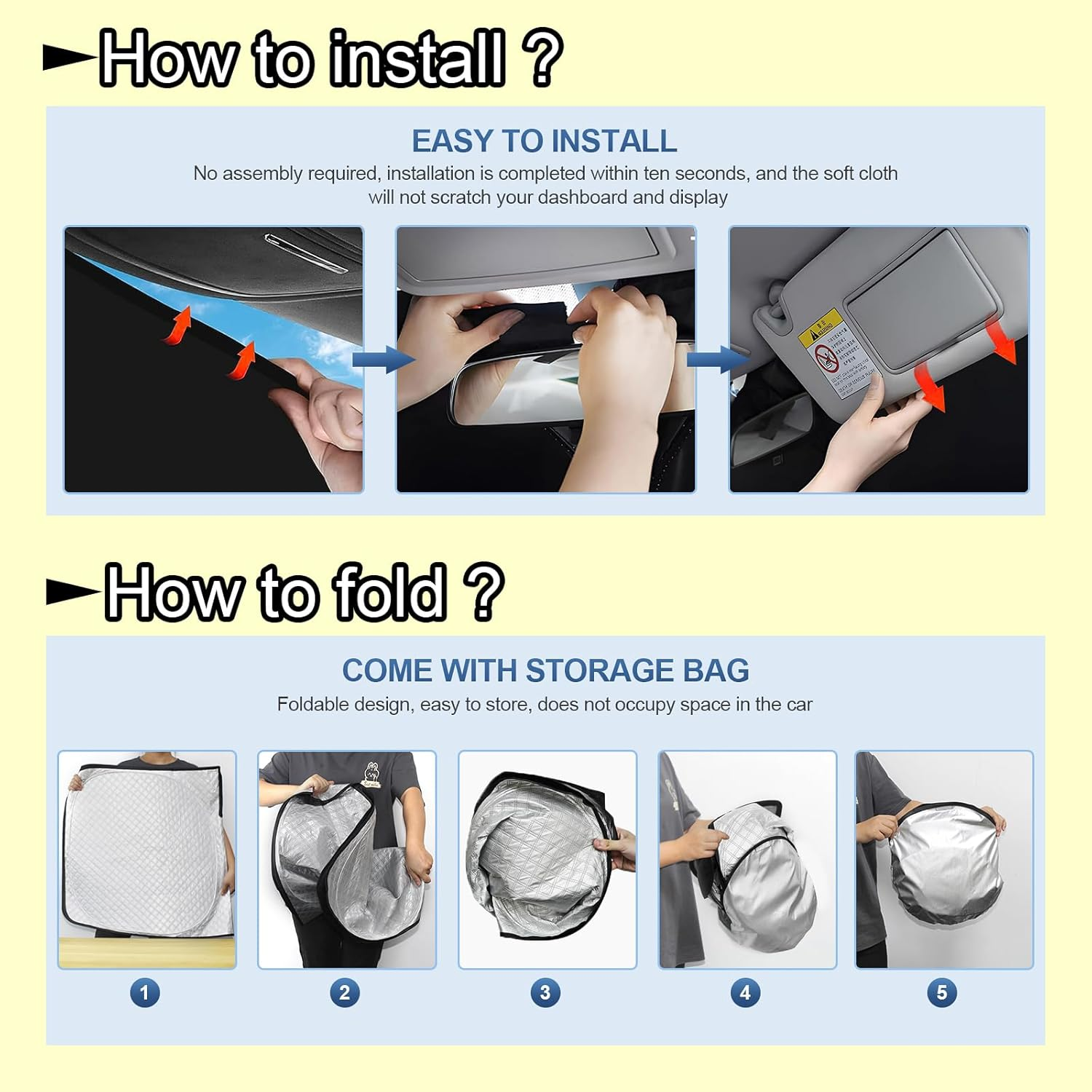 KMF Windshield Sun Shade for Toyota 4Runner 2010-2024 with 310T Foldable Car Sun Shade,Custom Fit Sunshade for Front Window Sun Visor Protector Interiors Block UV Rays Accessories image number 1