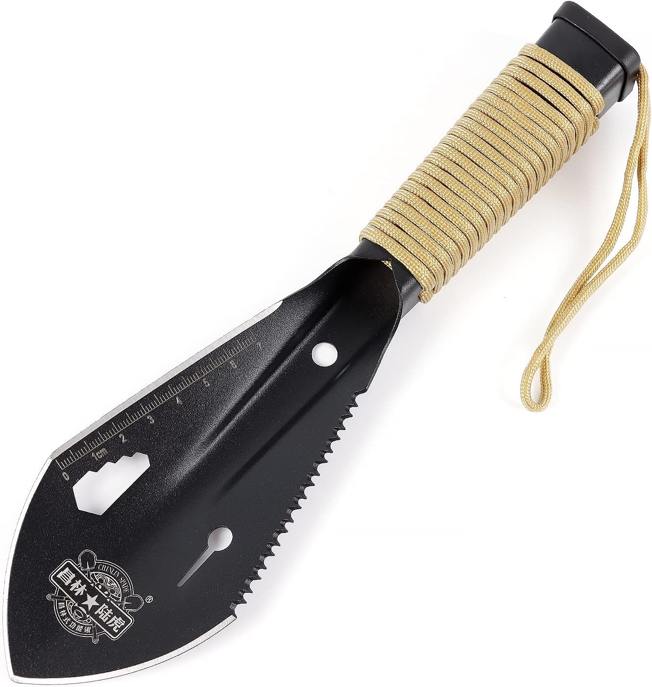 Camping Shovel, Backpacking Trowel Multitool Hand Garden Spade Small Potty Shovel with Paracord Handle for Outdoor, Gardening, Digging image number 4