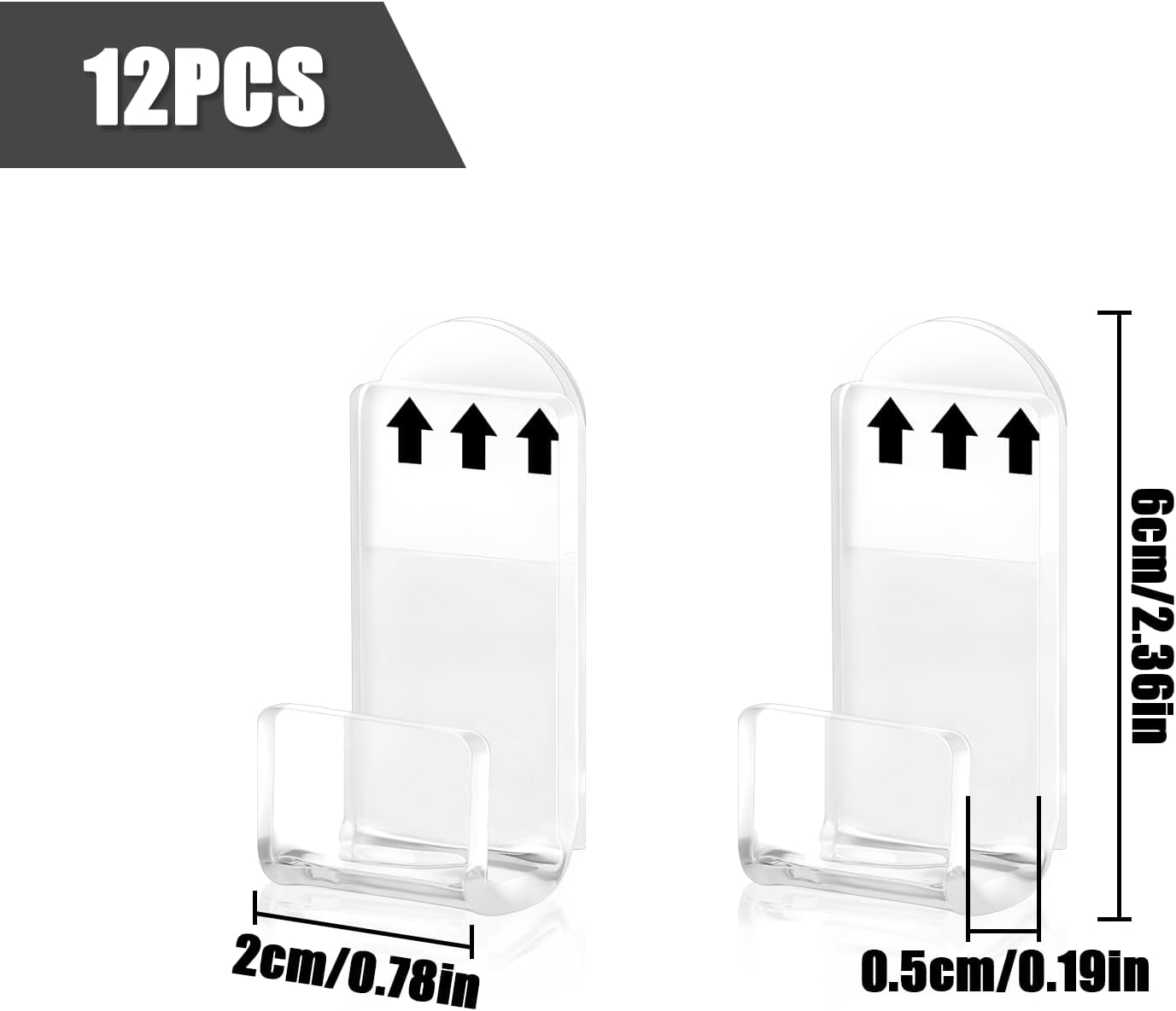 NILLOS Adhesive Record Shelf, 12 PCS Clear Record Display Holder for LP, CD, Magazine Collection (2 X 6 Cm/0.78 X 2.36 In) image number 3