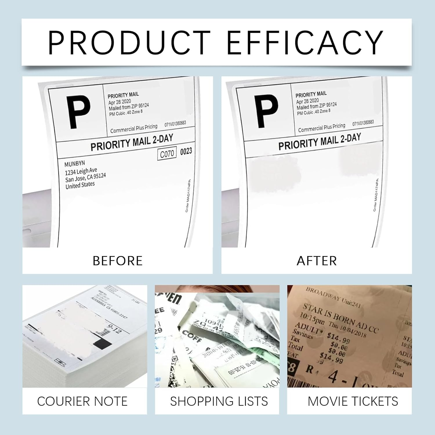 Privacy Protection Roller Stamp, Confidential Information Blocker, Portable Security Ink Wiper, 2-Pack