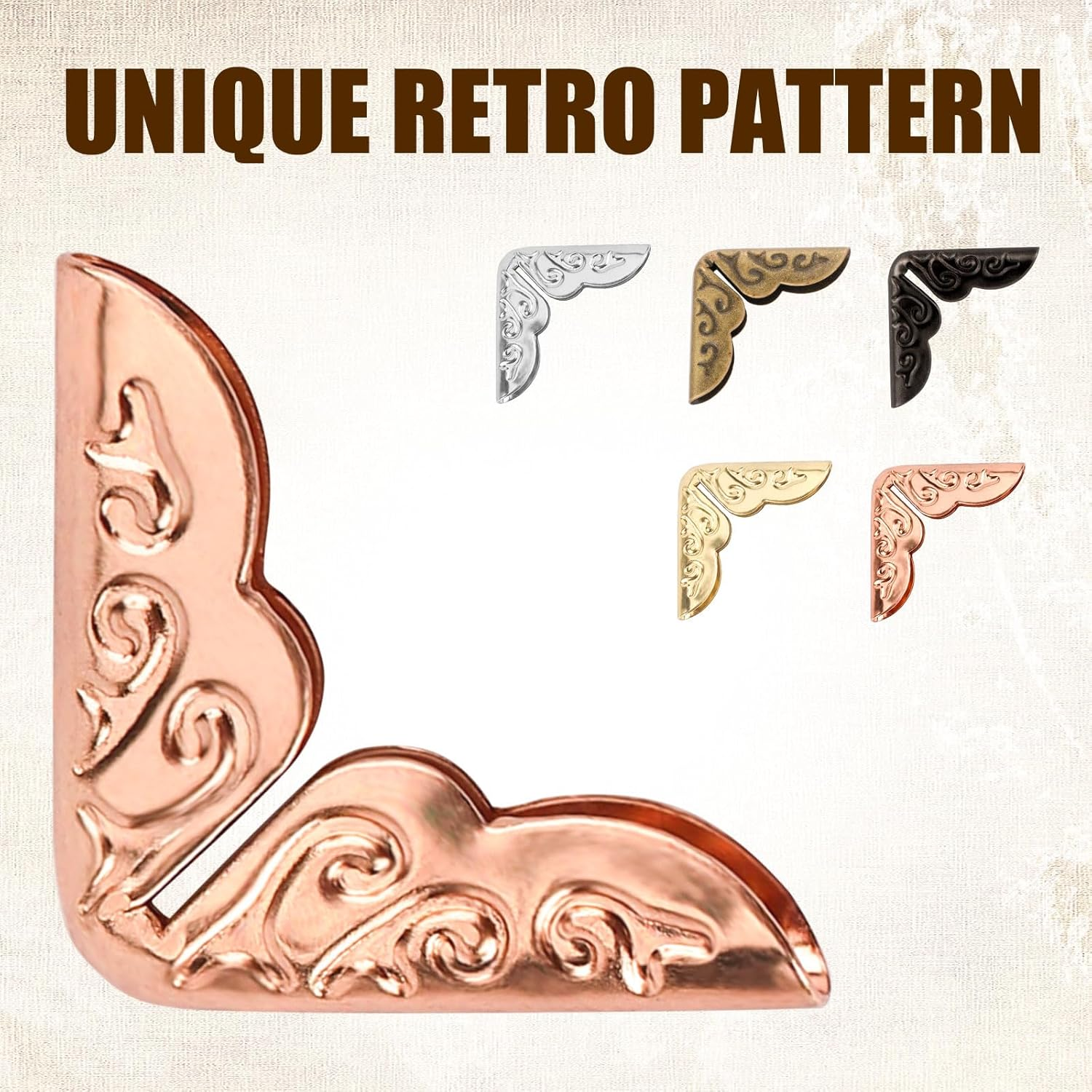 100Pcs Book Corner Protectors, Iron Book Edge Protector Vintage Paperback Book Corner Protector Decorative Book Corner Covers for Scrapbook Photo Album Notebook Folder Picture (5 Colors) image number 5