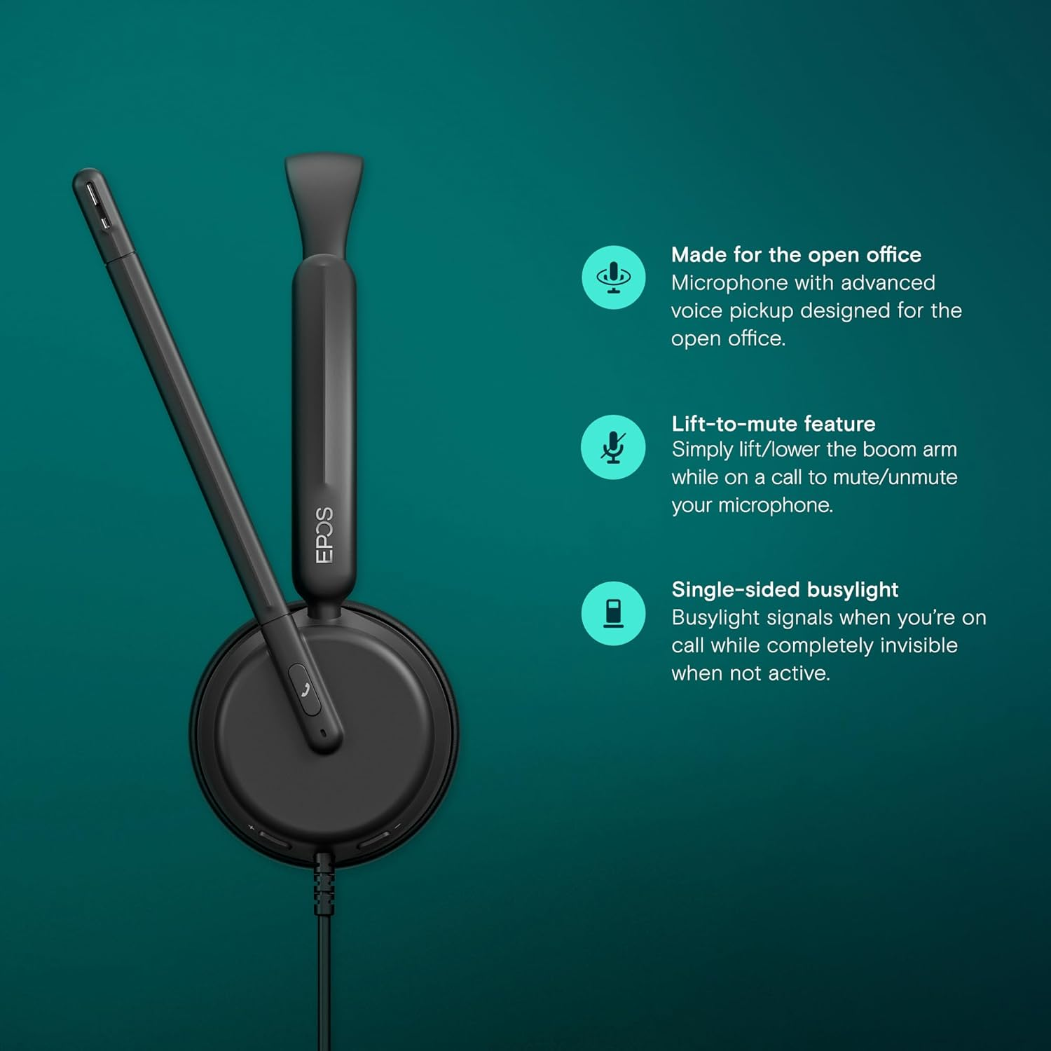 EPOS Impact 460 - Binaural On-Ear Headset with Dual Microphone, Noise Cancellation, USB-C/USB/A Connectivity, Home Office, Plug-And-Play, Zoom, UC image number 5