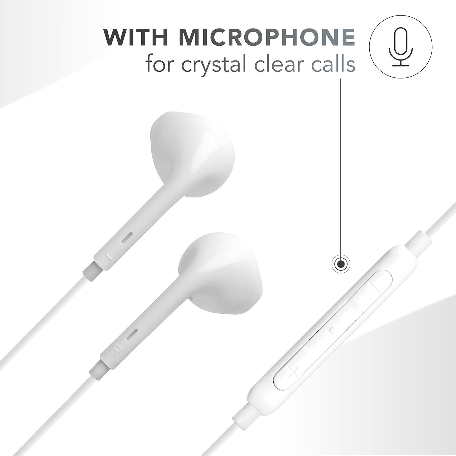 Music Sound Ergonomic Wired Capsule Headphones with Lightning MFI Connection - White
