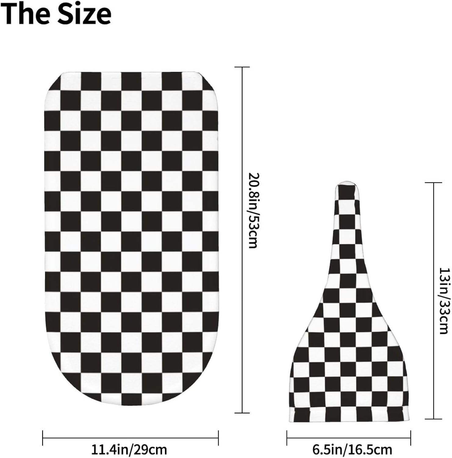 Black and White Checked Flag Baby Girl Boy Gifts Newborn Swaddle Blanket with Beanie Hat Set,Stretchy Receiving Blankets Newborn Essentials, for Girls Boys - Black And White Checked Flag image number 3