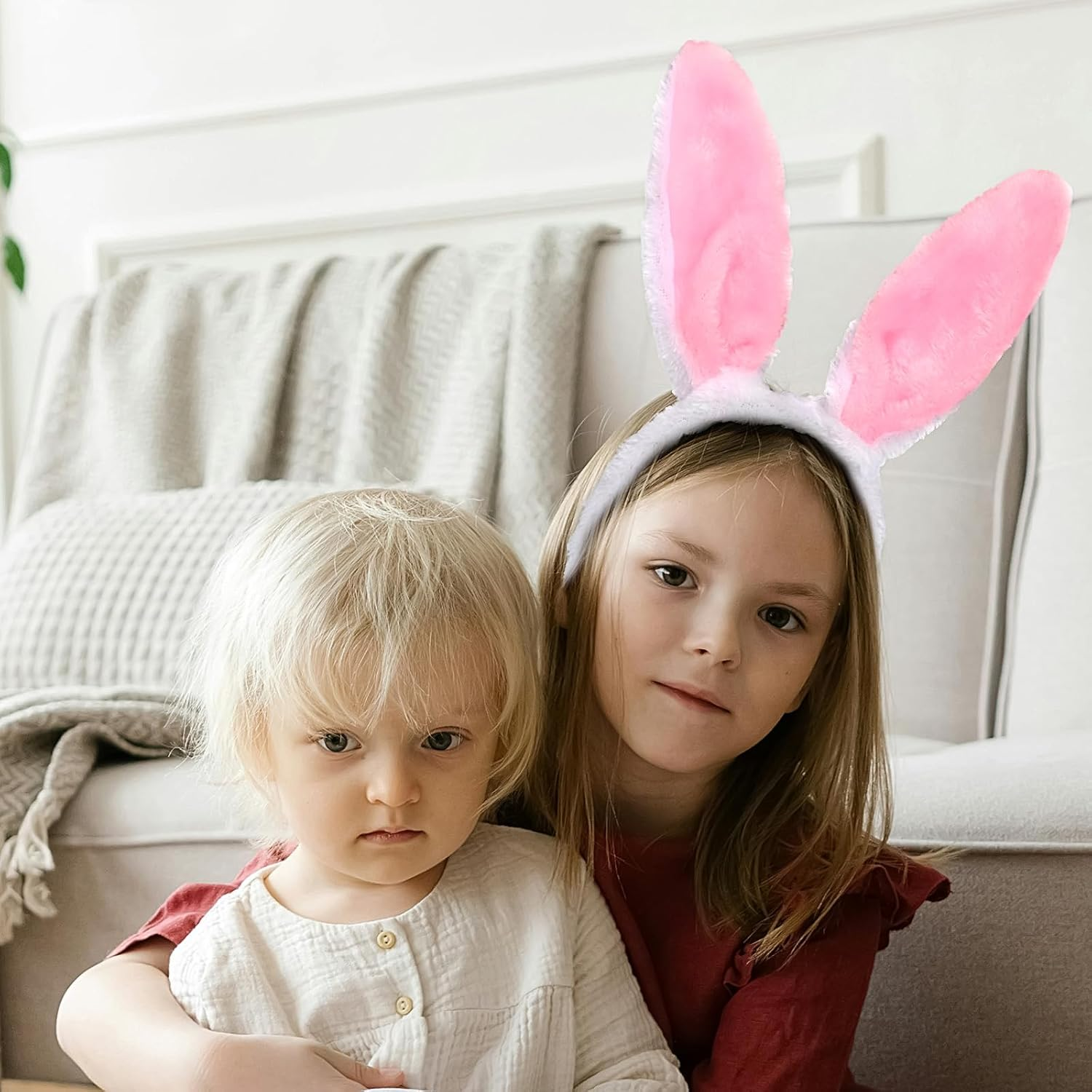 Rabbit Plush Ears Headband Easter for Kid'S Party, Bunny Hairbands Easter Bunny Ears Headband Plush Hairband Soft Touch Bunny Ears Hair Bands for Kids Girls Party image number 4