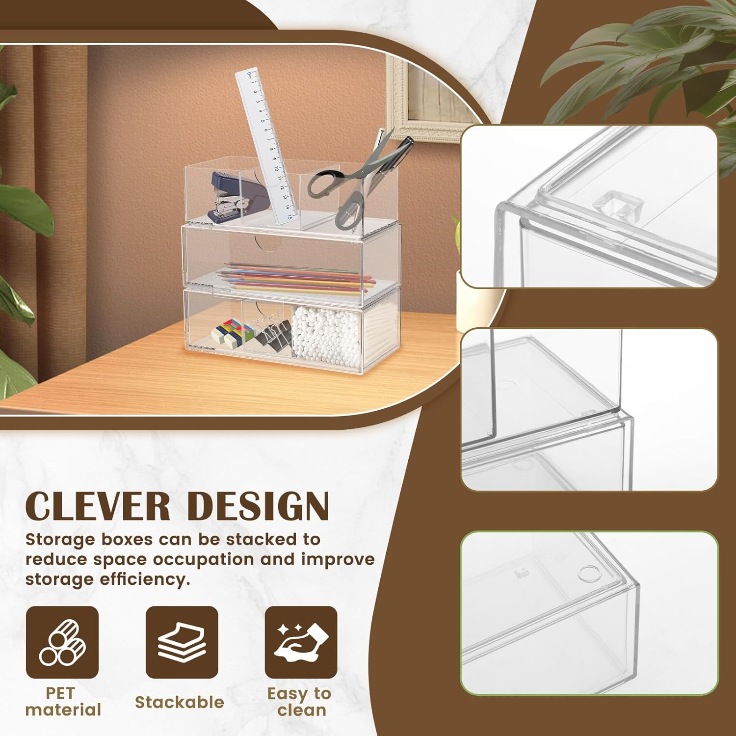 UKQRRTC 3 Pack Mirror Cabinet Organizer, anti Slip Medicine Cabinet Shelves, Clear Makeup Organizer, Sturdy Makeup Storage Holder for Bedroom image number 6