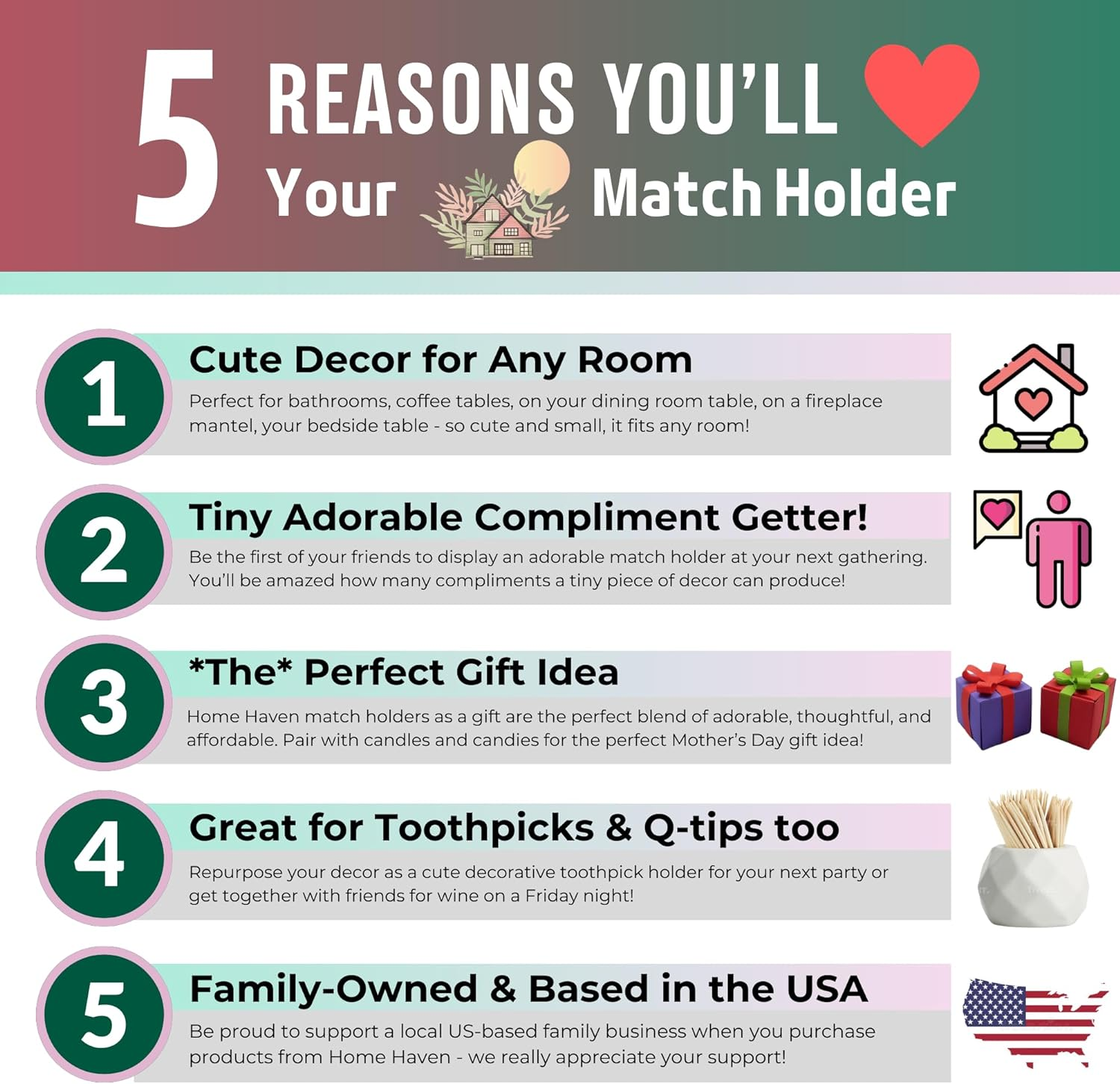 Classic White Ceramic Match Holder with Striker Pads - Decorative Matches in a Jar - Bathroom Matches Holder image number 5