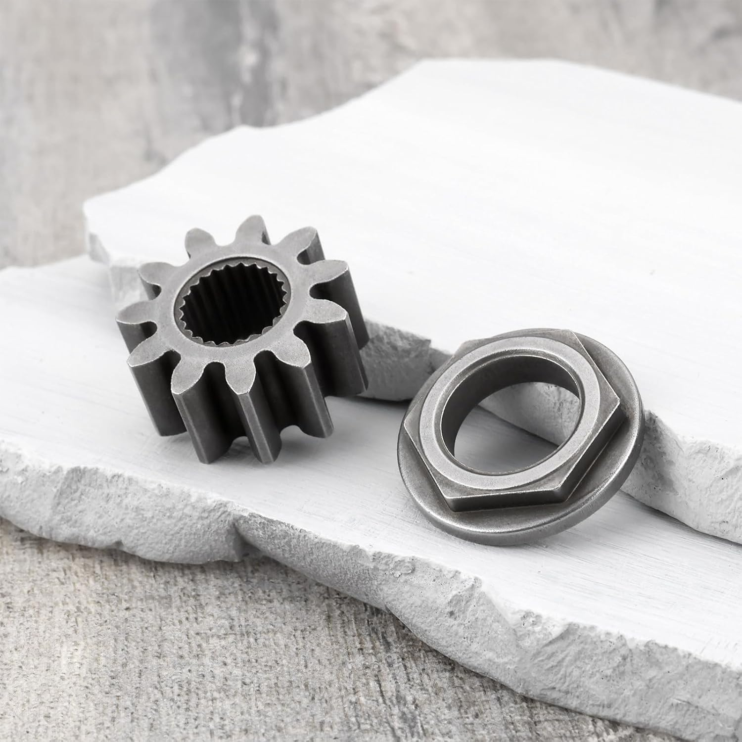 Emagtech 2 Set Steering Shaft Pinion Gear and Bushing Kit Compatible with MTD Compatible with Cub Cadet 717-1554, 917-1554, 941-0656A, 741-0656A Lawnmower Steering Precision image number 4