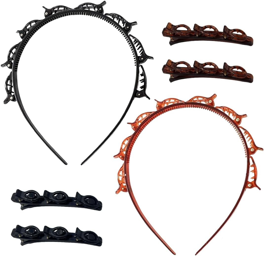 GXGM 6 Pieces Women'S Headband Clip, Hair Pin with Fringes, Women'S Headband with Clips, Hairpin Hairstyle Fringe, Hair Band with Tooth Comb