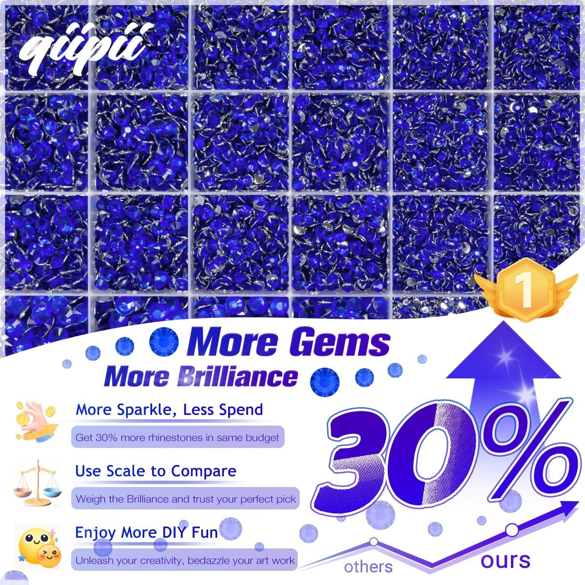 Qiipii Dark Blue Crystal Resin Rhinestones W B7000 Glue for Bedazzling Crafting 2Mm-6Mm Sapphire Flatback Stones Diamonds Crystals Gems Bedazzler Kit for Nails Face Eyes Makeup Tumblers Bottles Crafts image number 5