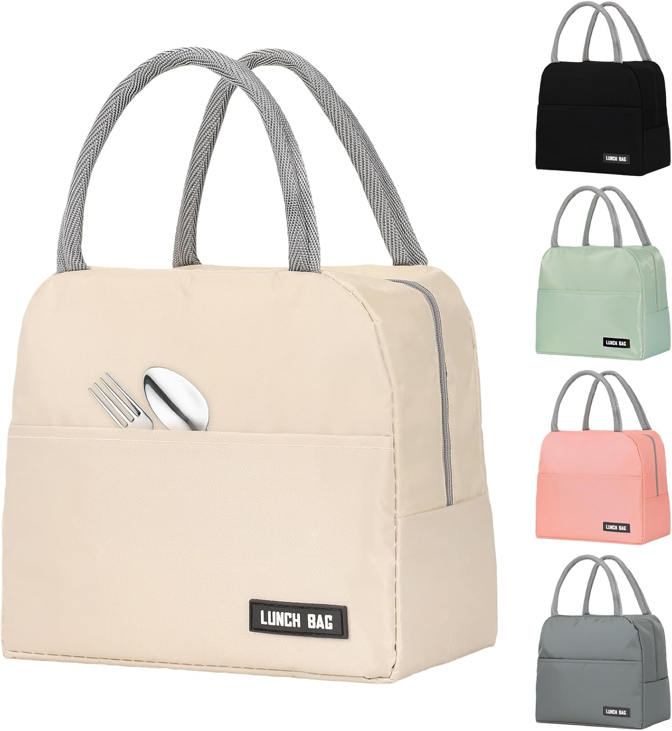 Viiotu Insulated Lunch Bag, Small Lunch Bag for Women Men Kid, Reusable Lunch Cooler Bag for Work Office Outdoor Picnic Camping (Black)