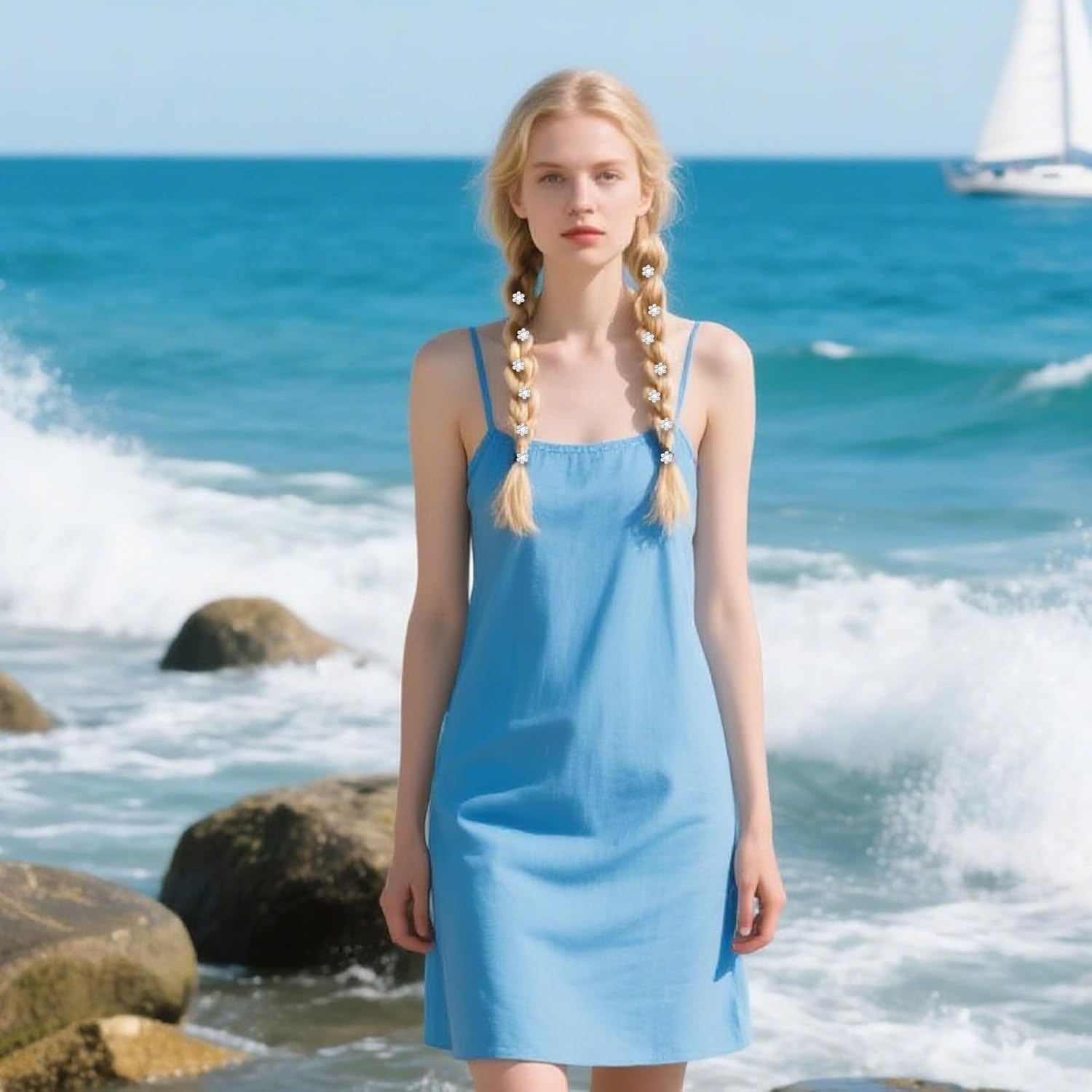 Bumlofa Pearl Hair Clip Flower Set: 20 Small Hair Clips - Ideal for Braids, Bride & Ladies, Perfect for Hairstyle Decor & Special Occasions