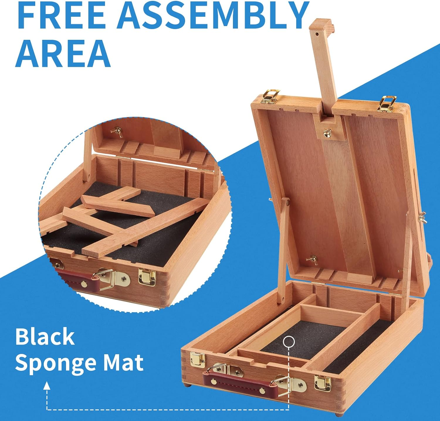 Falling in Art Wooden Tabletop Easel, Solid Wood Sketchbox Desktop Easel for Painting, Portable Art Drawing Easel for Beginners and Professionals image number 6