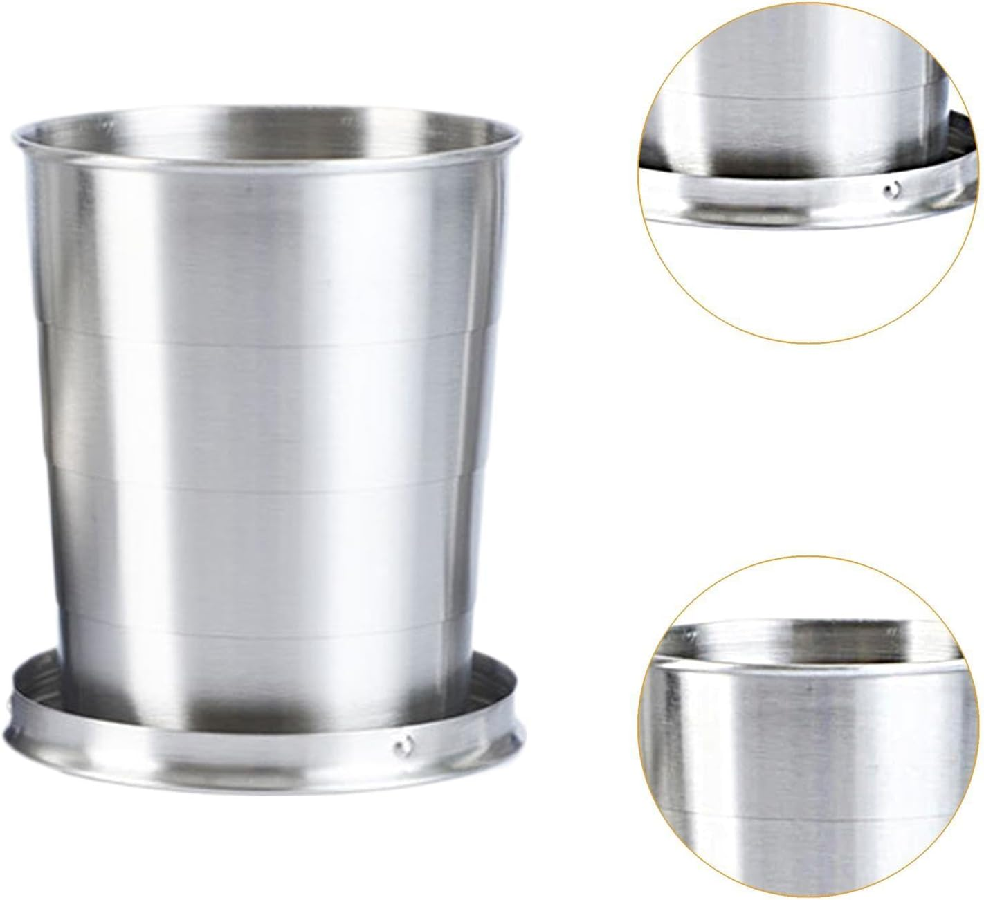 Eigell Collapsible Mug Telescopic Stainless Steel Mug Tough with Keychain Reusable Folding Mug Metal Cup for Water Camping Hiking image number 2