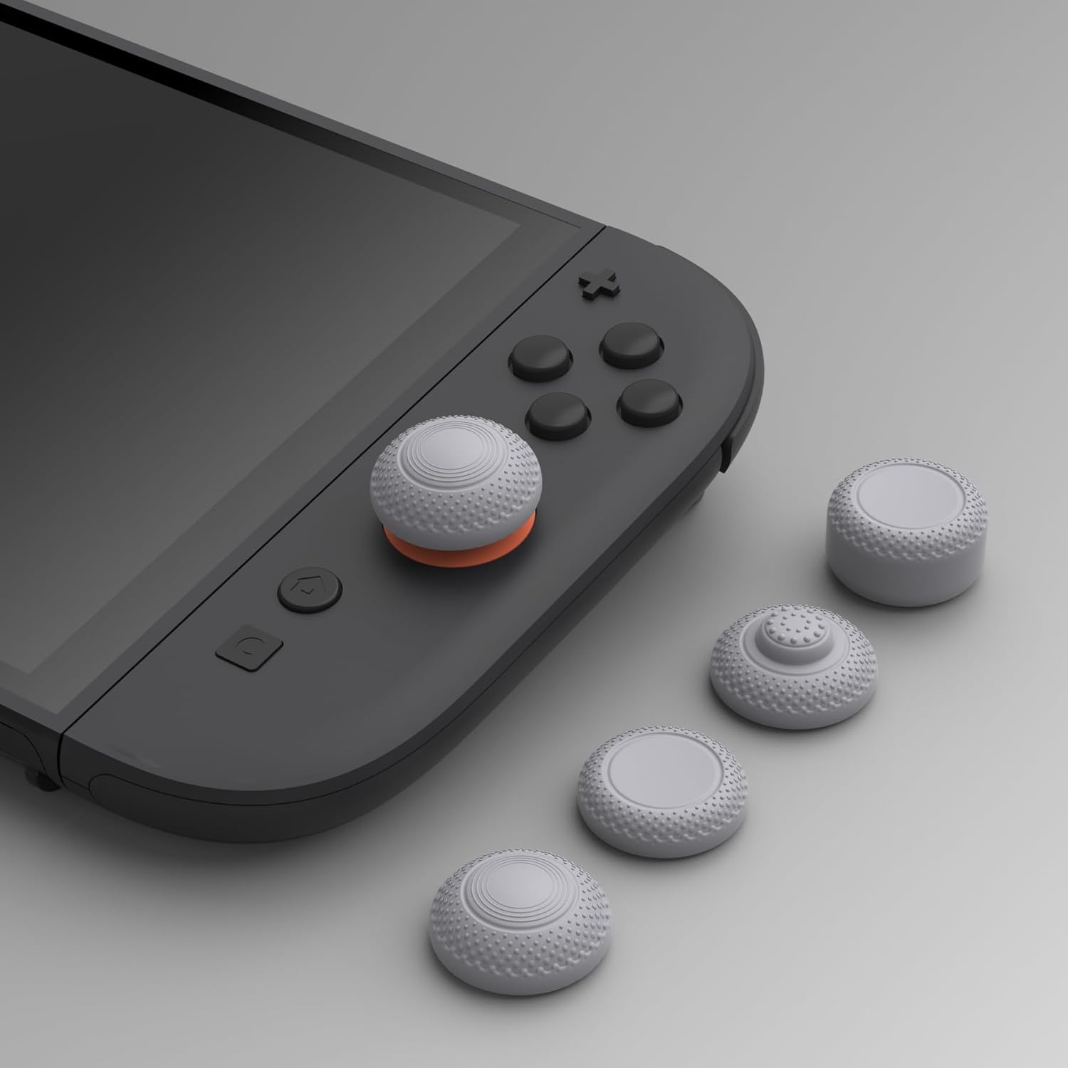 Playvital 8 in 1 Pro Thumbs Grip Caps for Nintendo Switch 2, Ergonomic Anti-Slip Joystick Caps for Joycon 2 Grip, Thumbstick Cover Accessories for Switch 2 - New Hope Gray, 8Pcs