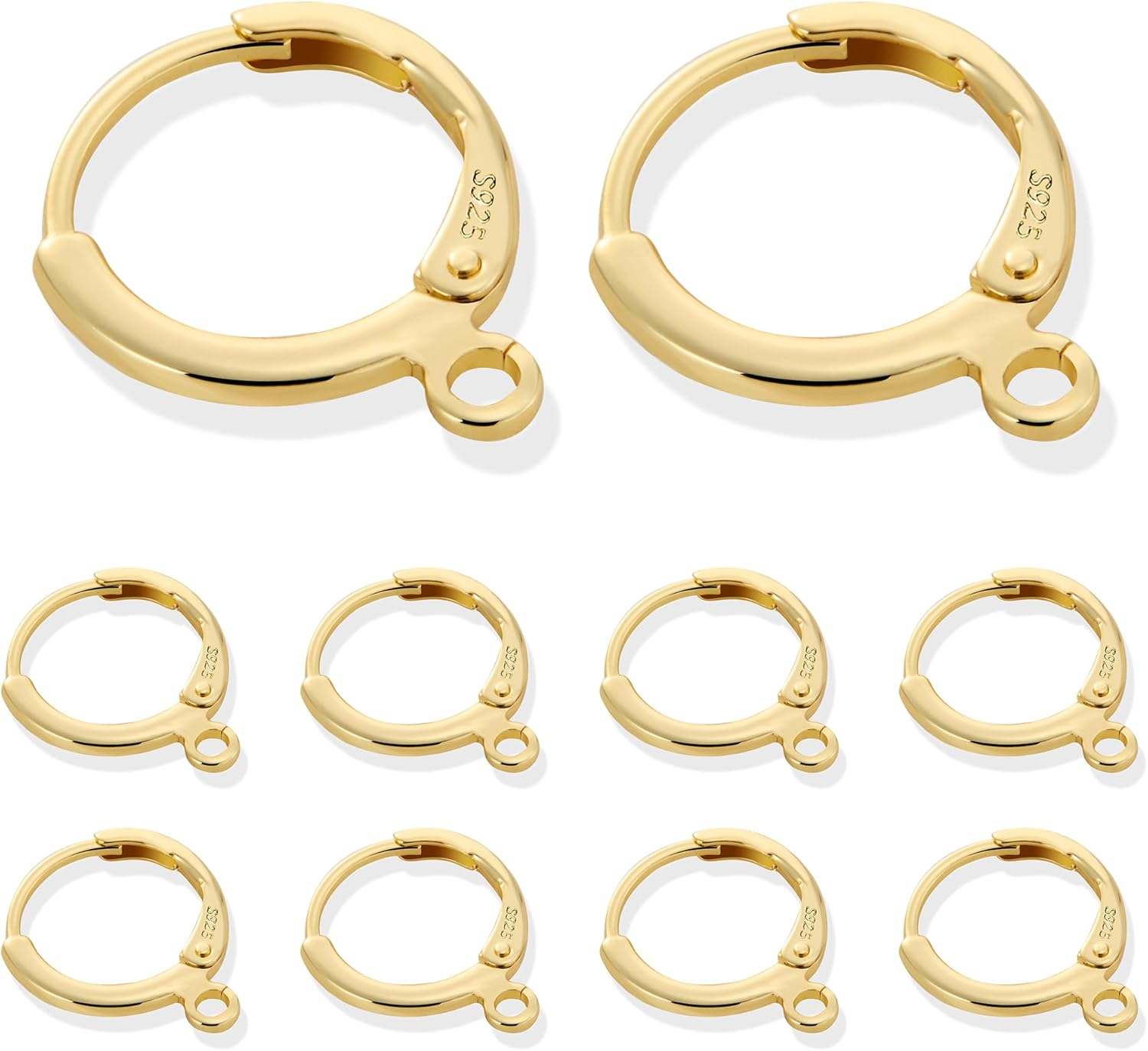 925 Sterling Silver Leverback French Earring Hooks Hypoallergenic Earring Hooks Earring Backs with Jump Rings Set Dangle Earring Hooks Sterling Silver Findings Earring Supplies for Jewelry Making