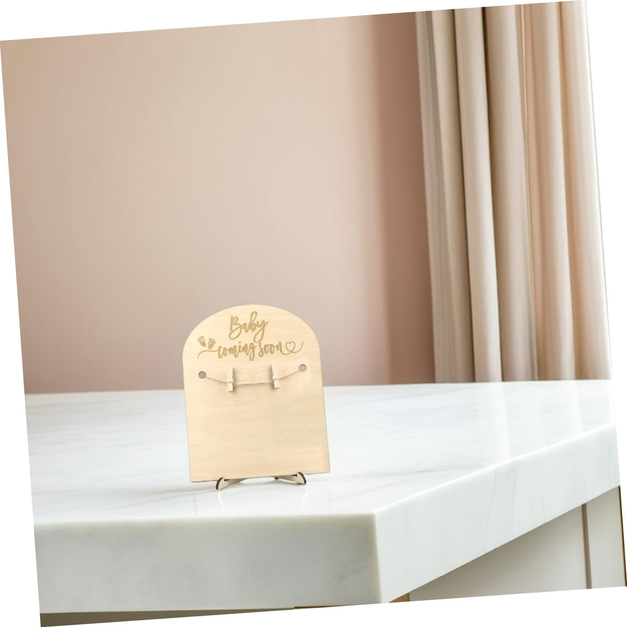 SHINEOFI 2Sets Wooden Birth Announcement Cards Milestone Markers Stands Newborn Decor for Nursery for Mom Dad Photo Frame Clips image number 2
