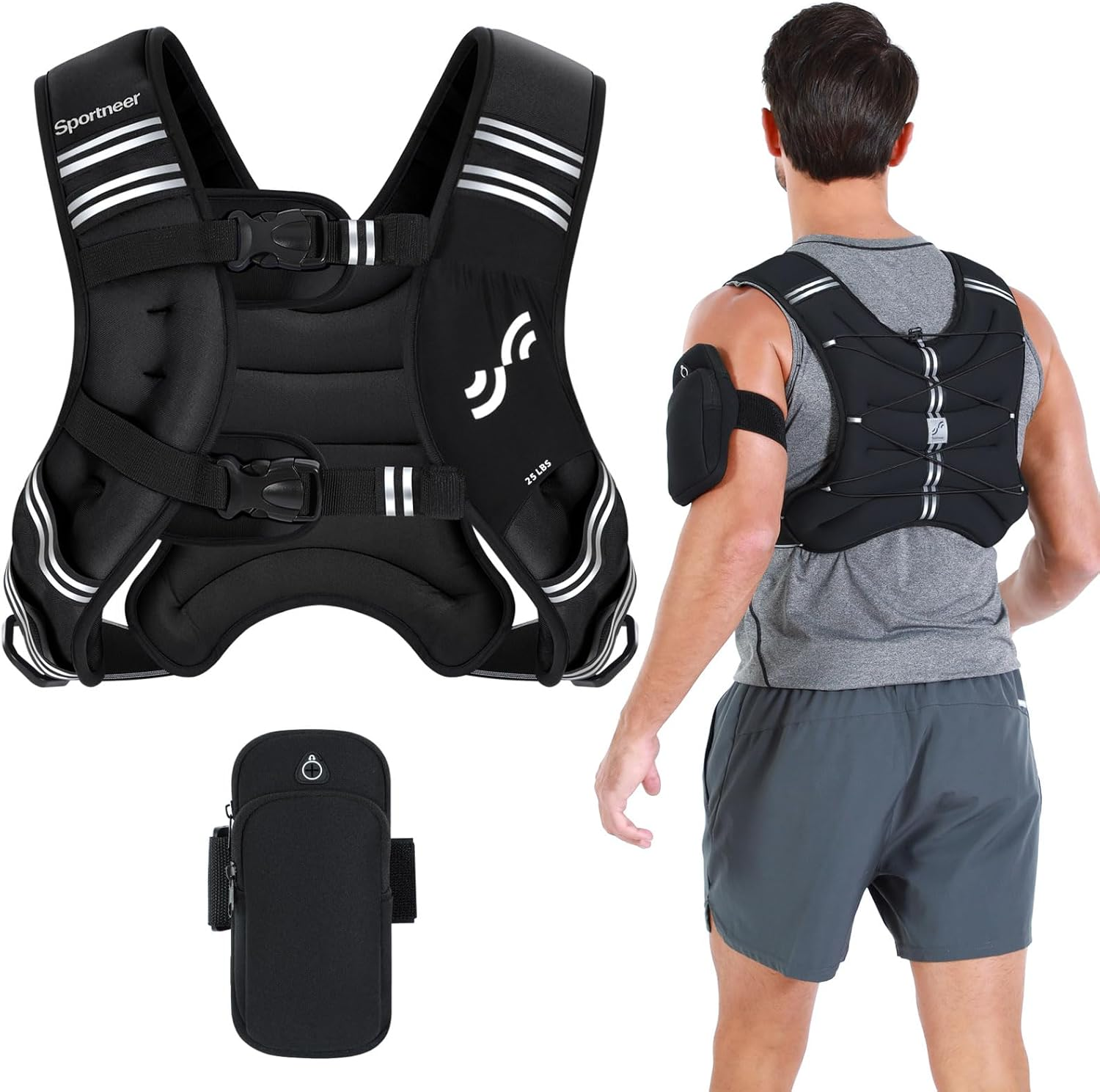 Sportneer Weighted Vest Woman: 5.4Kg/6.8Kg/9Kg/11.3Kg Running Vest with Phone Bag, Women Weight Vest for Running Jogging Strength Training Weight Loss Walking Fitness image number 2