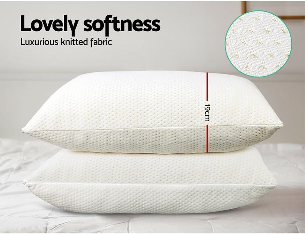 Giselle Pillow Set of 2 Shredded Memory Foam Cooling Bed Pillows for Sleeping Hotel Cushion Adjustable Loft Standard Size, Washable Cover, Back Stomach Side Sleeper 70 X 40 19Cm image number 6