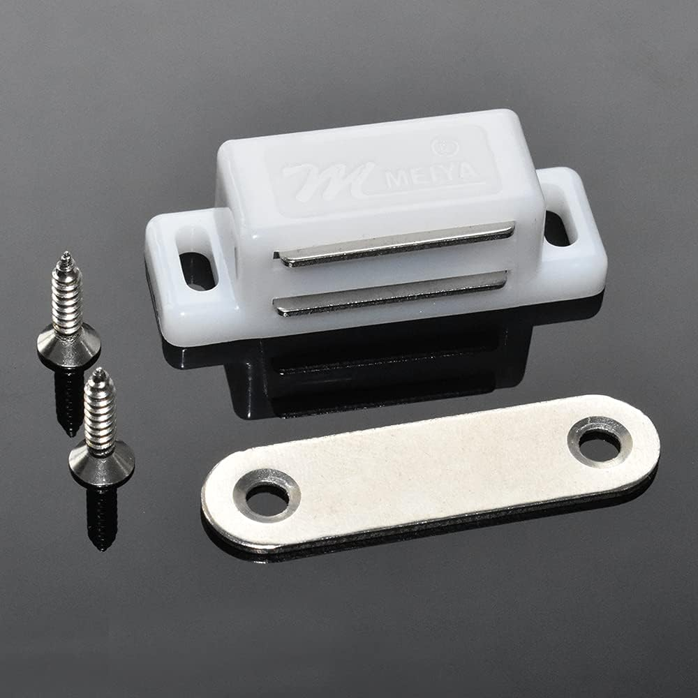12 Pack Cabinet Magnets Magnetic Door Catch for Kitchen Bathroom Cupboard Wardrobe Closet Closures Cabinet Door Drawer Latch 15 Lbs Screws Included (White) image number 3
