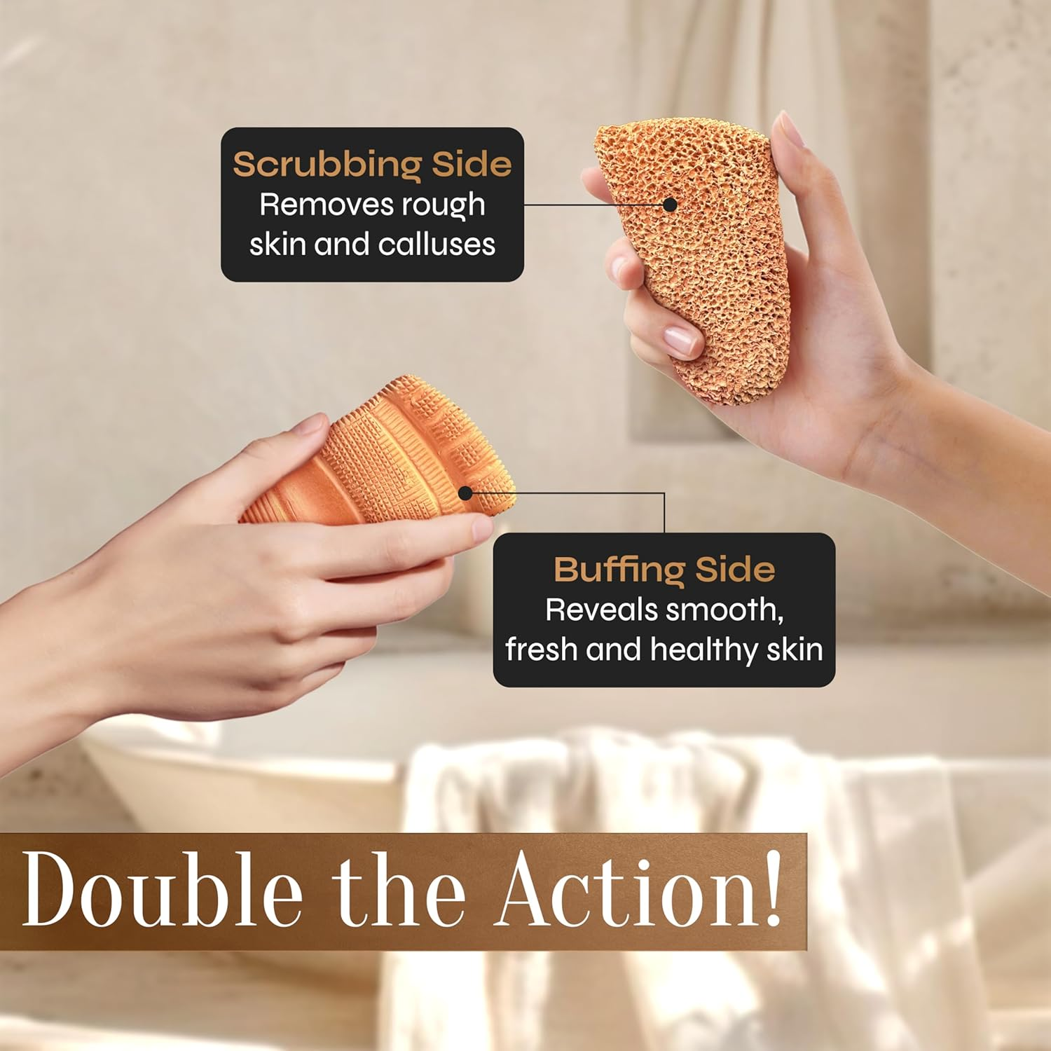 Fac&oacute;n Pumice Stone for Feet Callus Remover - Terra-Cotta Foot Scrubber with 2 Sides, 100% Pure Natural Foot Pumice Stone, Pedicure Pumice Stone Scrubber, Foot Exfoliator, Removes Calluses & Dead Skin