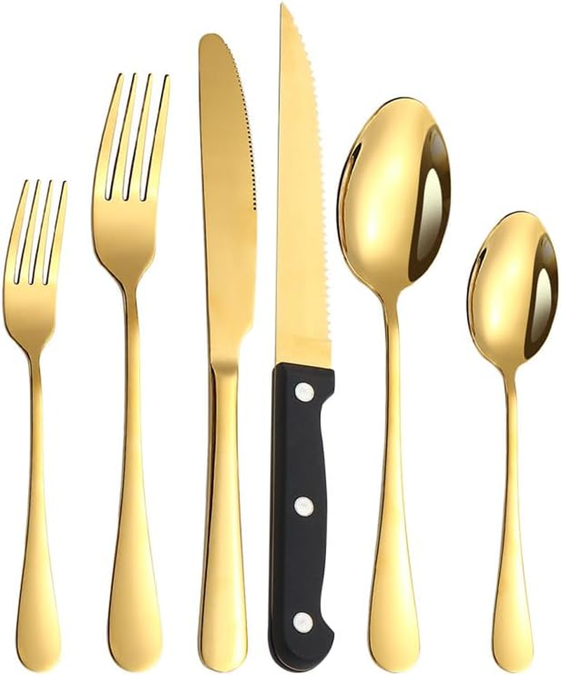 48 Piece Silverware Set Service for 8,Premium Stainless Steel Flatware Set,Mirror Polished Cutlery Utensil Set,Durable Home Kitchen Eating Tableware,Include Fork Knife Spoon,Dishwasher (Silver)