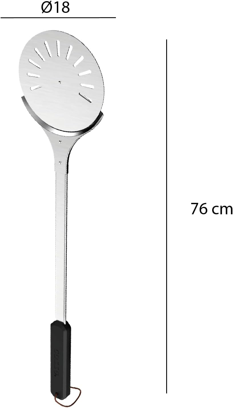 COZZE Pizza Peel &ndash; Rotating Pizza Paddle with Long Handle, Stainless Steel Pizza Spatula Paddle, Pizza Turning Peel for Ovens and Bbqs